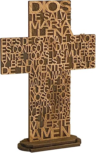 Paquete de 6 cruces de madera rústica de 12 pulgadas, cruzes de mesa de madera con antorcha María para decoración de iglesias religiosas, regalos de