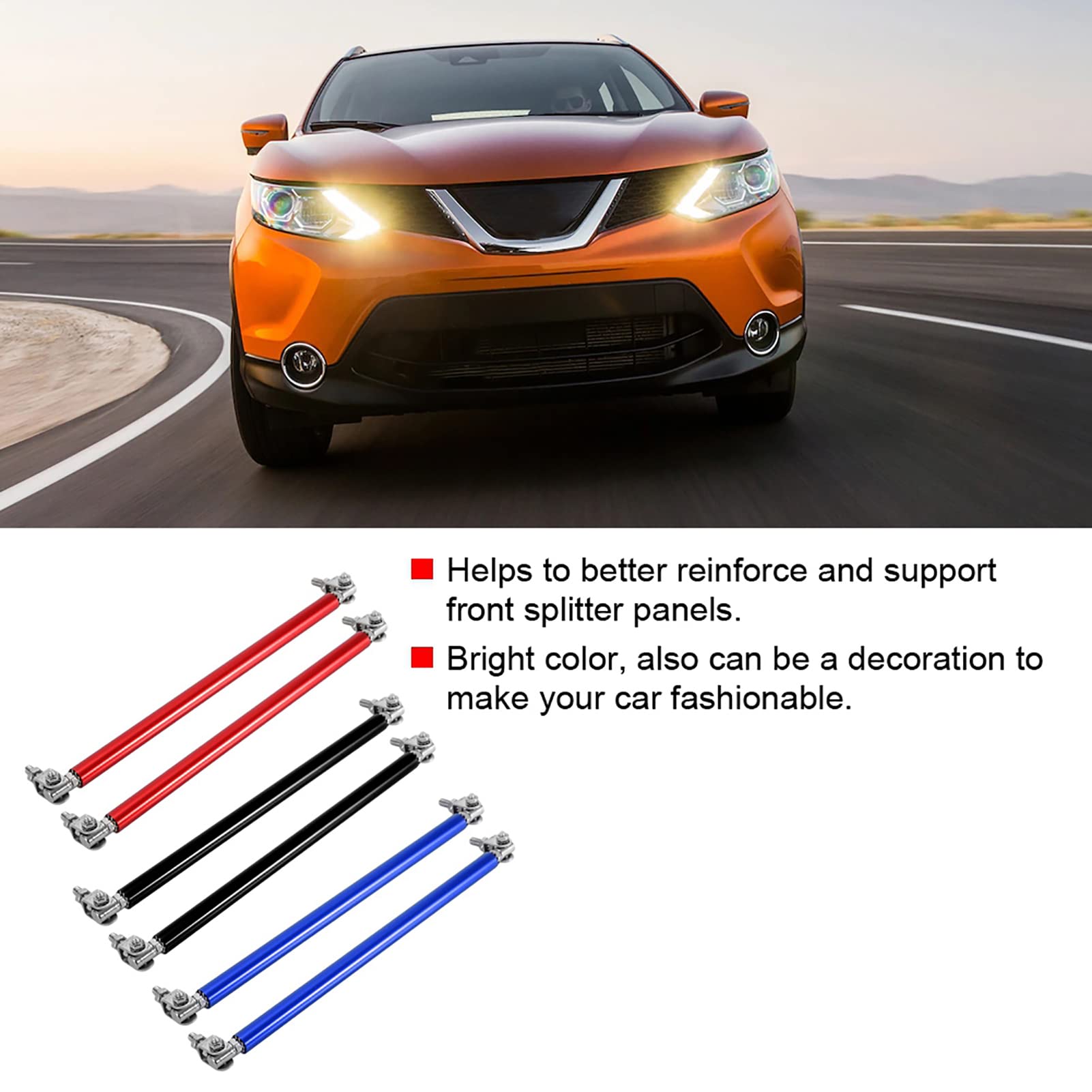 Supporto Paraurti Splitter In Alluminio - 1 Paia Da 20cm, Per Auto Sportive, Nero - Foto 3