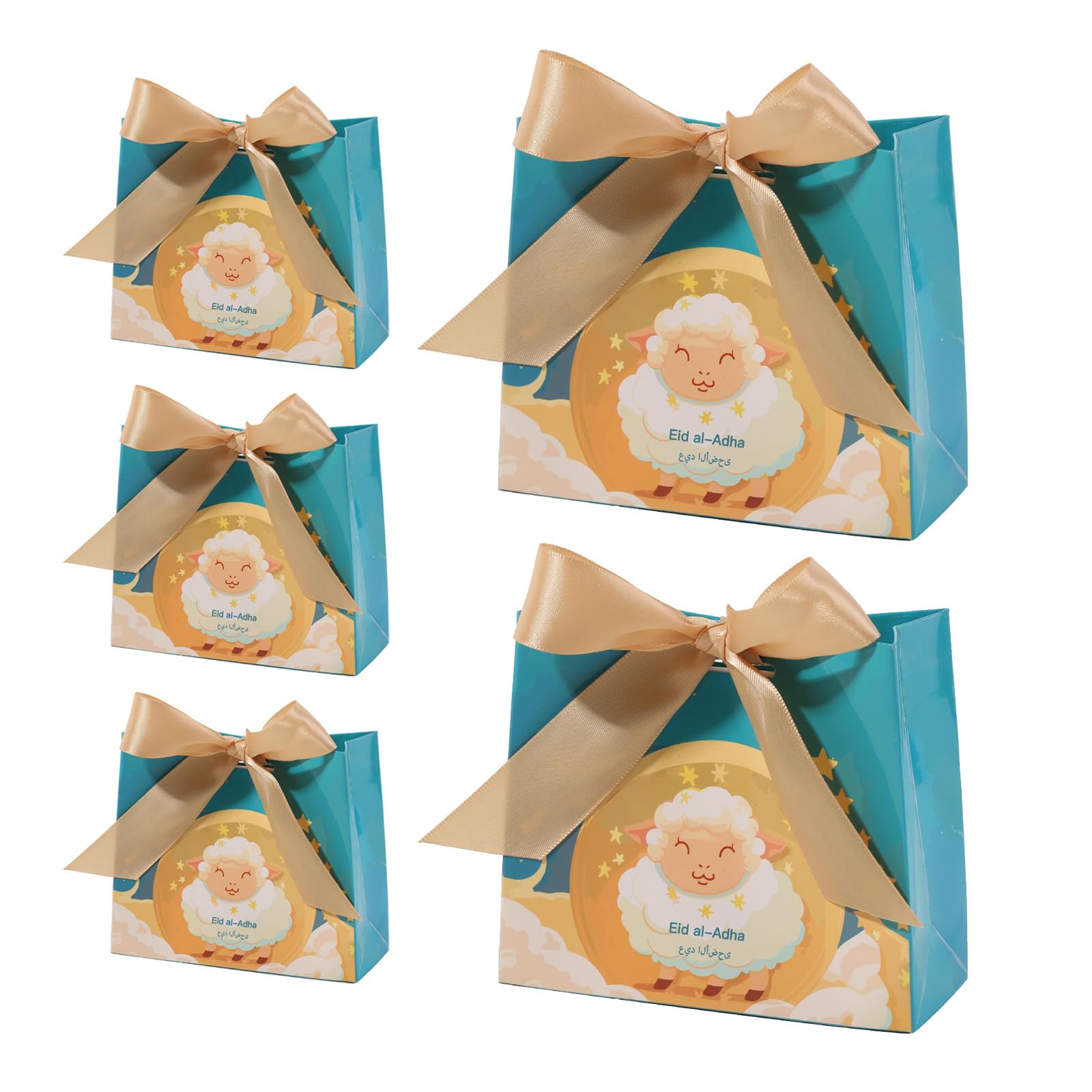 Tsophreniq Eid 50pcs Gift Bags Candy and Cookie Bag with Ribbon Bows Decoration Eid Decorations for Holiday Parties Celebration Bags