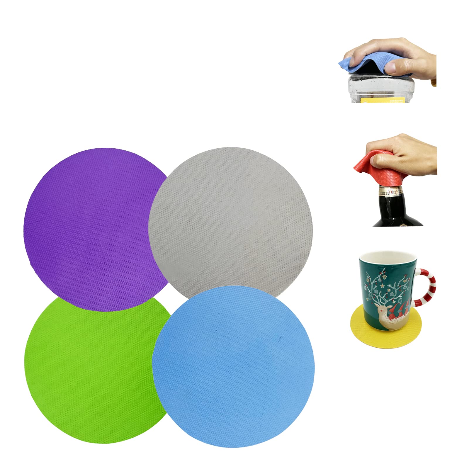 Jar Opener Kit, 5 in 1 Multi Function Can Opener, 4 in 1 Bottle Opener with Non Slip Rubber Jar Gripper Pad for Arthritis Weak Hands