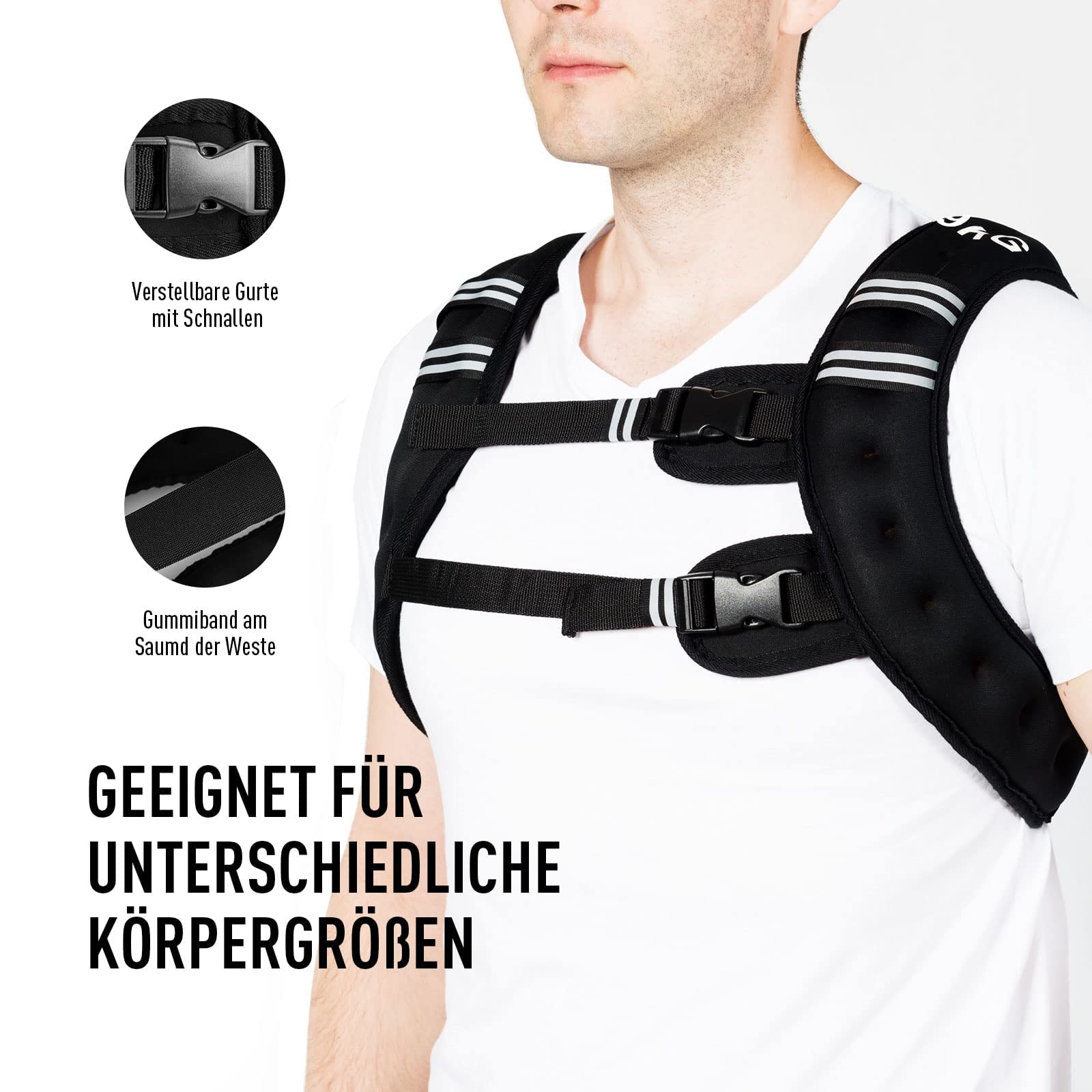 DREAMADE Gewichtsweste Trainingsweste, Fitnessweste aus SBR & Eisensand Füllung, verstellbare Laufweste mit Gurtschnalle & Schulterpads, Gewichte Weste für effektive Kraft und Ausdauertraining