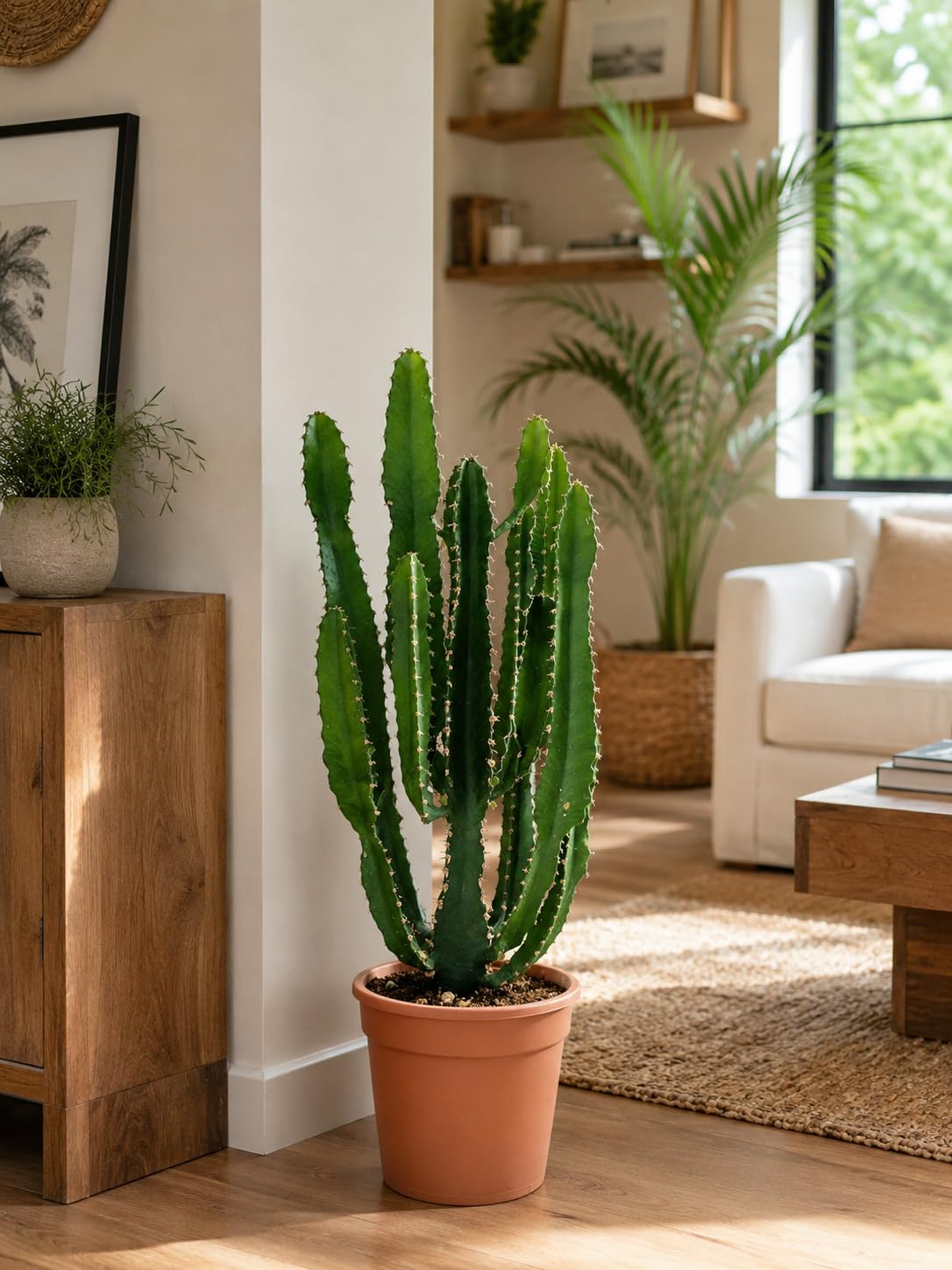 POWERS TO FLOWERS - EUPHORBIA VULCANA ERITREA RAMIFICATA COMPATTA, SPINA DI CRISTO, CACTUS DEL FREDDO, vaso 18cm diametro, altezza 50cm, pianta vera