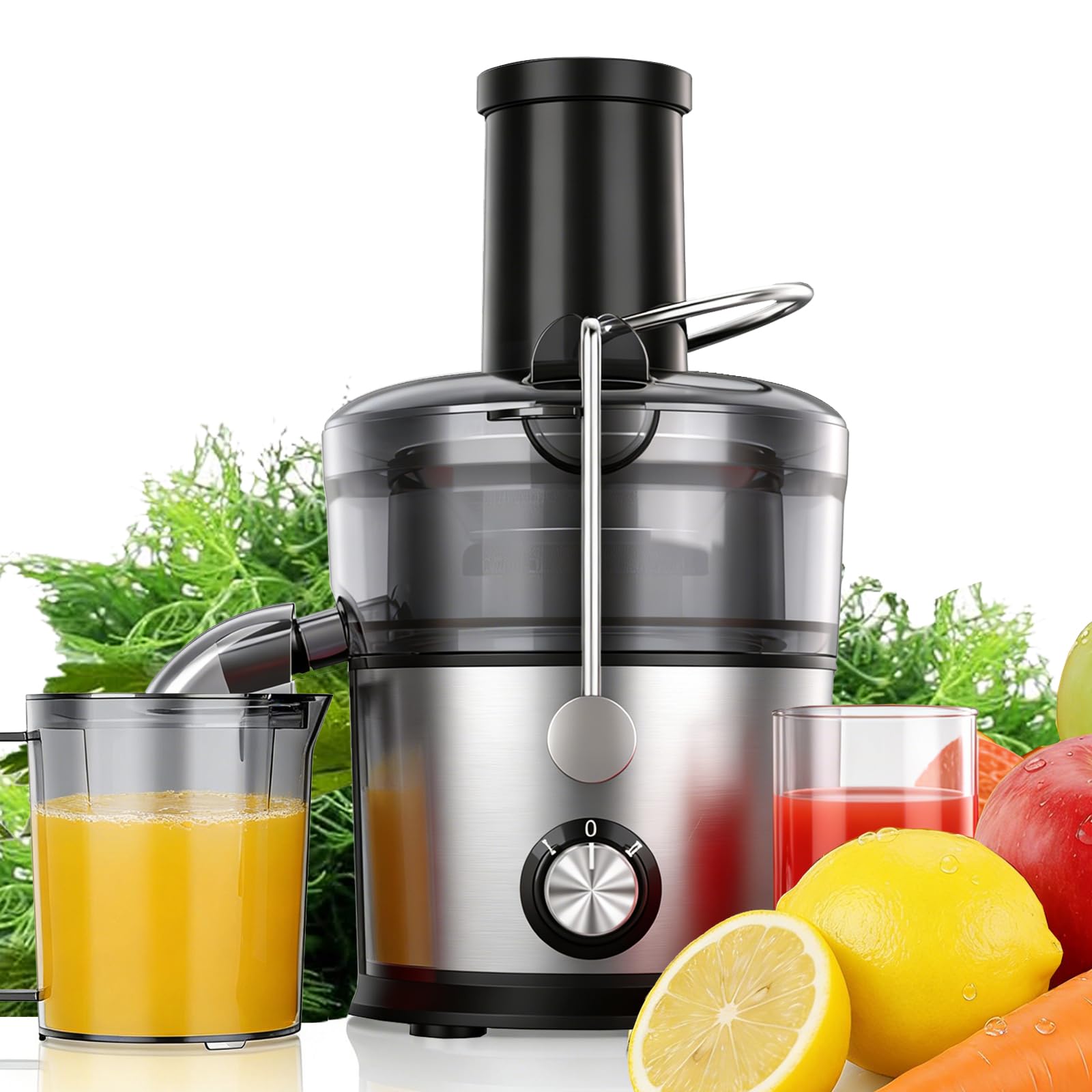 Juicer Machines 1200W Juicer with 3 Feed Chute for Whole Fruits and Vegs Dual Speeds Centrifugal Juice Extractor