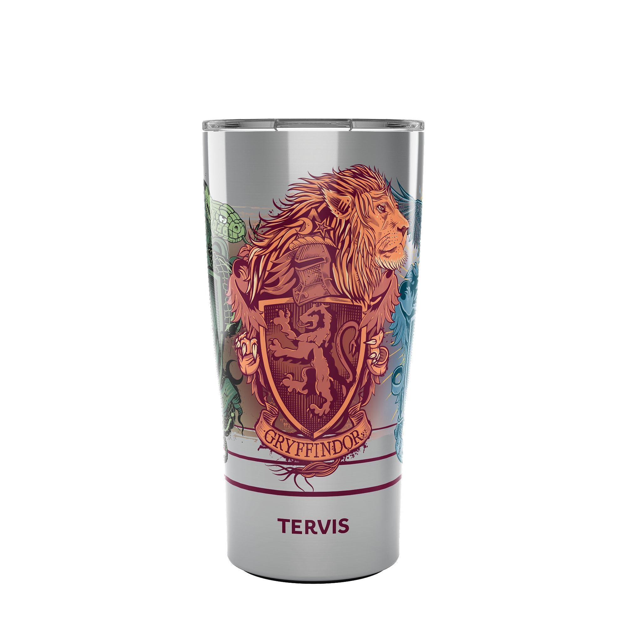Tervis Traveler Harry Potter Illustrated Crests Triple Walled Insulated Tumbler Travel Cup Keeps Drinks Cold & Hot, 20oz, Stainless Steel
