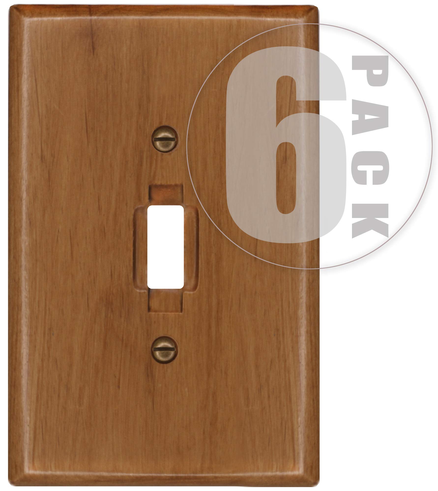 Traditional Genuine Oak Wood, Switch plate, Wall plate, Cover, 4-430_6PK 3 4/8" x 5 4/8" (Single Toggle 4-430T Pack of 6)