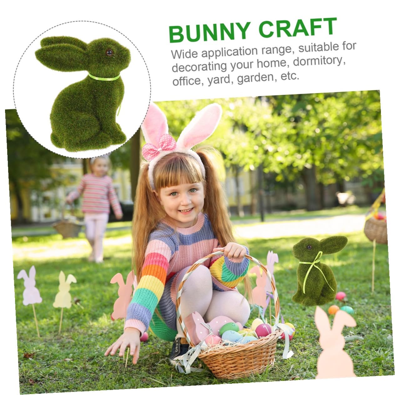 Holibanna Set 4 Conigli Pasquali Decorativi in Schiuma Aspetto Realistico, Verde, per Decorazioni da Tavolo e Giardino, Artigianato Creativo e Allegro