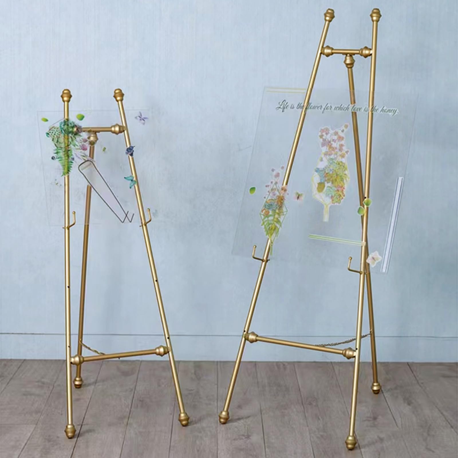 Ausstellungsstaffelei für Hochzeitsschild und Poster, 120/145 cm hoher Staffeleiständer, tragbare faltbare Kunststaffelei zum Malen, Zeichnen, Skizzieren (Größe: 145 cm, Farbe: Weiß) (Weiß 145 cm) (Go