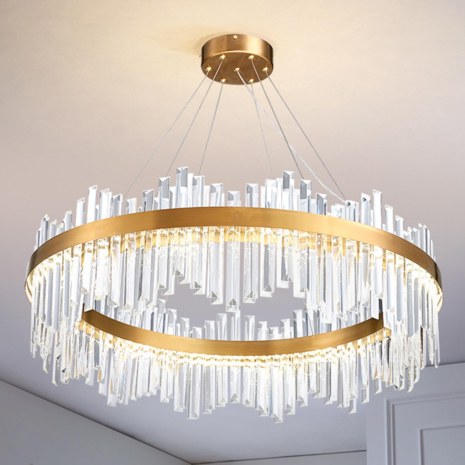 SXECAEPS Modern Crystal Chandelier Round Chandeliers Pendant Light for Dining Room Bedroom Living Foyer Ø60cm
