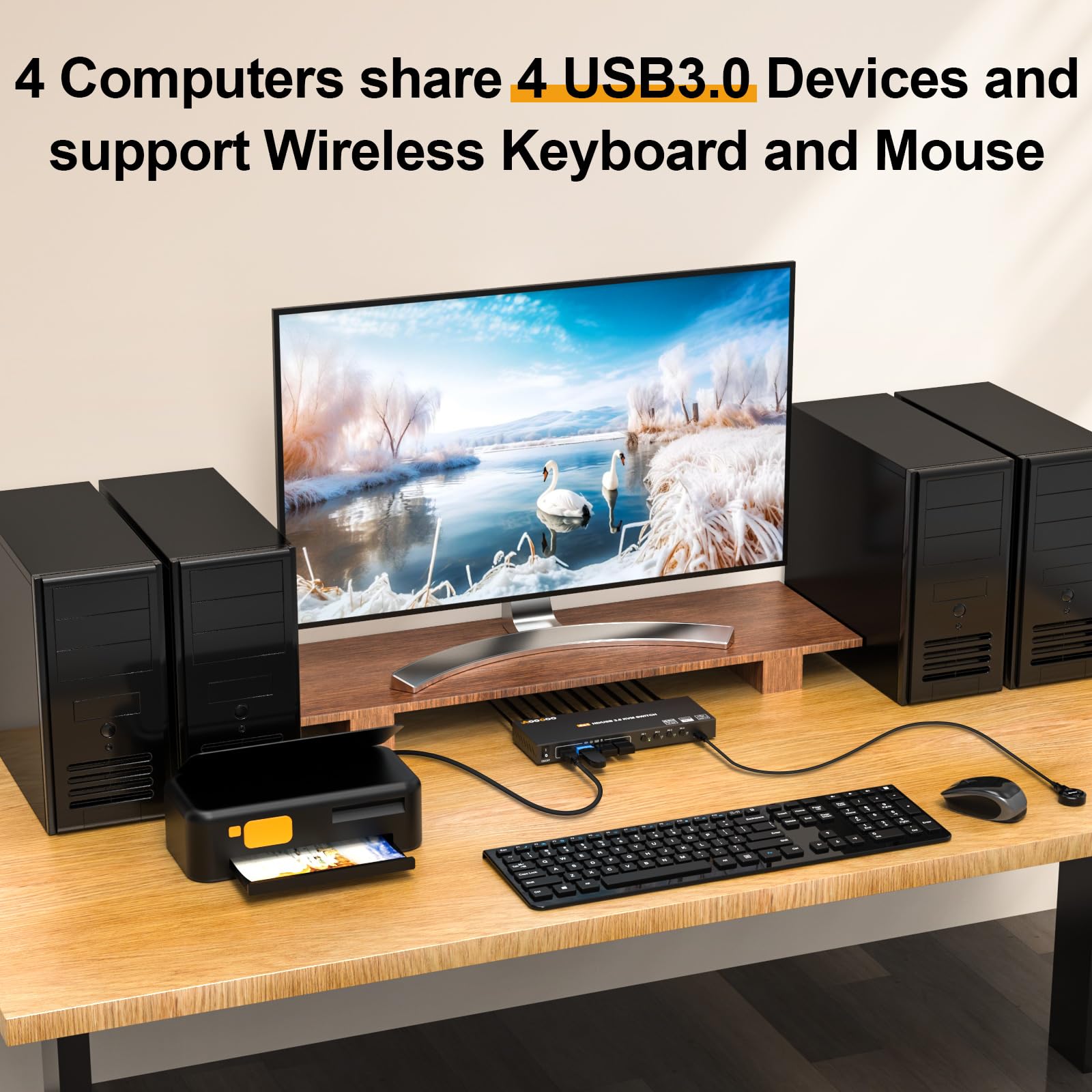 Amazon.co.jp: KVMスイッチ HDMI 4K@60Hz、4台のコンピューター用KVM