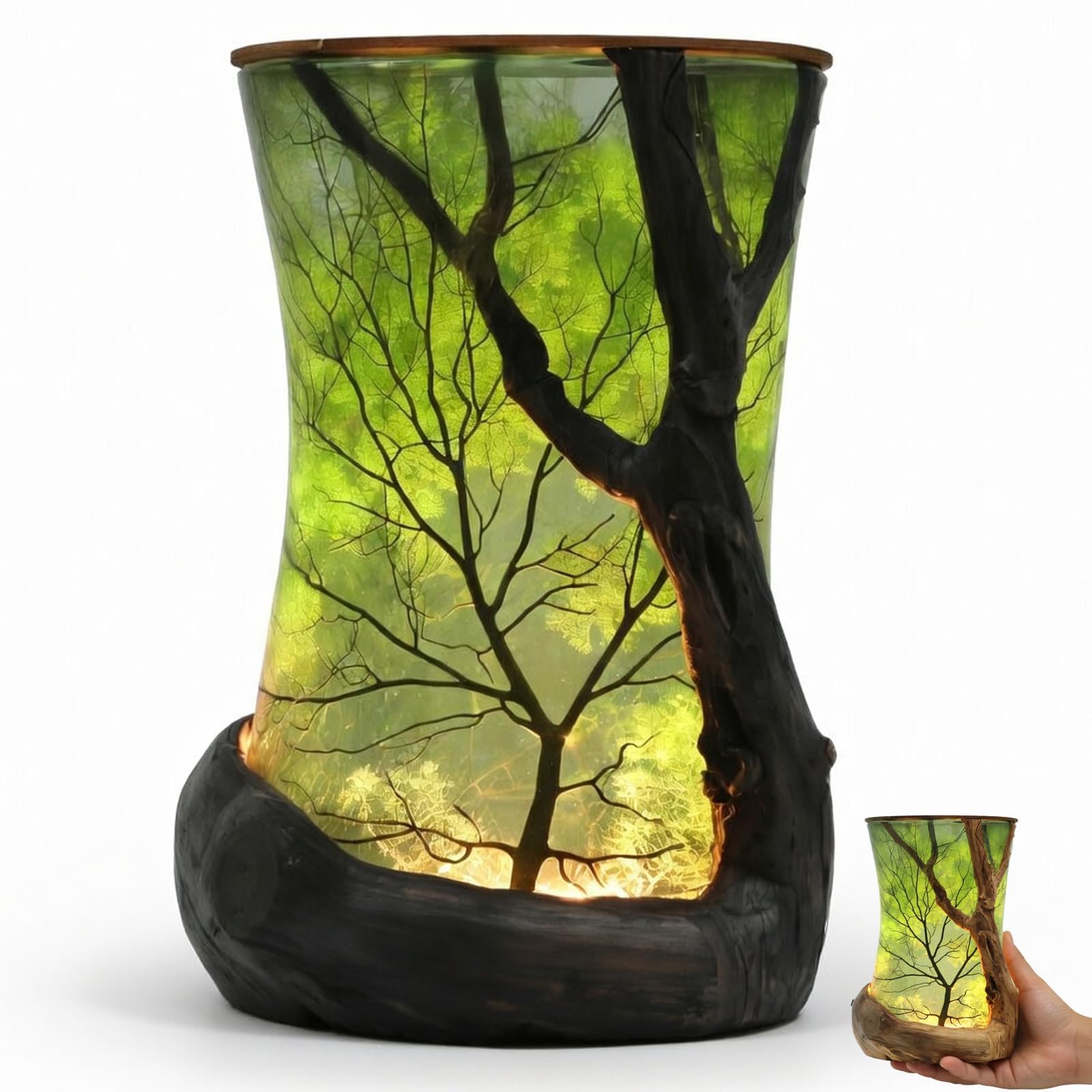 Enchanted Forest Tree Branch Ambient LED Lamp, Nature-Inspired Decor, Cozy Night Light for Bedroom and Living Room (Green)