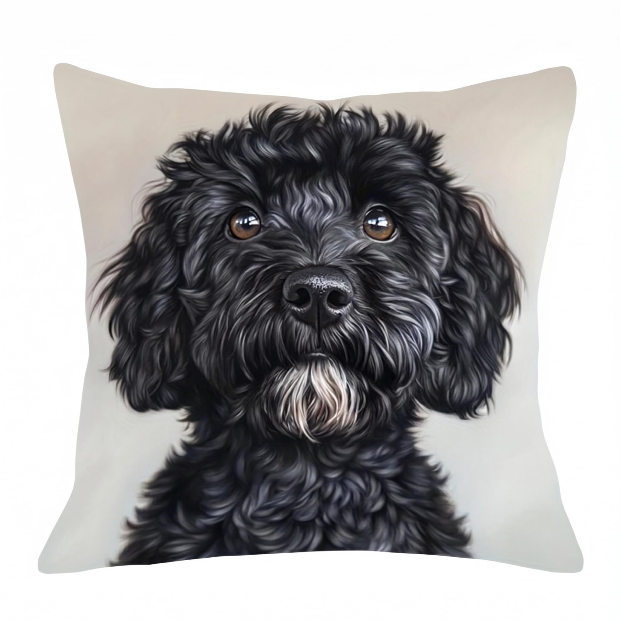PVOODIRE 45x45 cm Dog Cushion Cover Short Plush-Animal Decor Throw Pillow Cover for Indoor Outdoor Use — image 1
