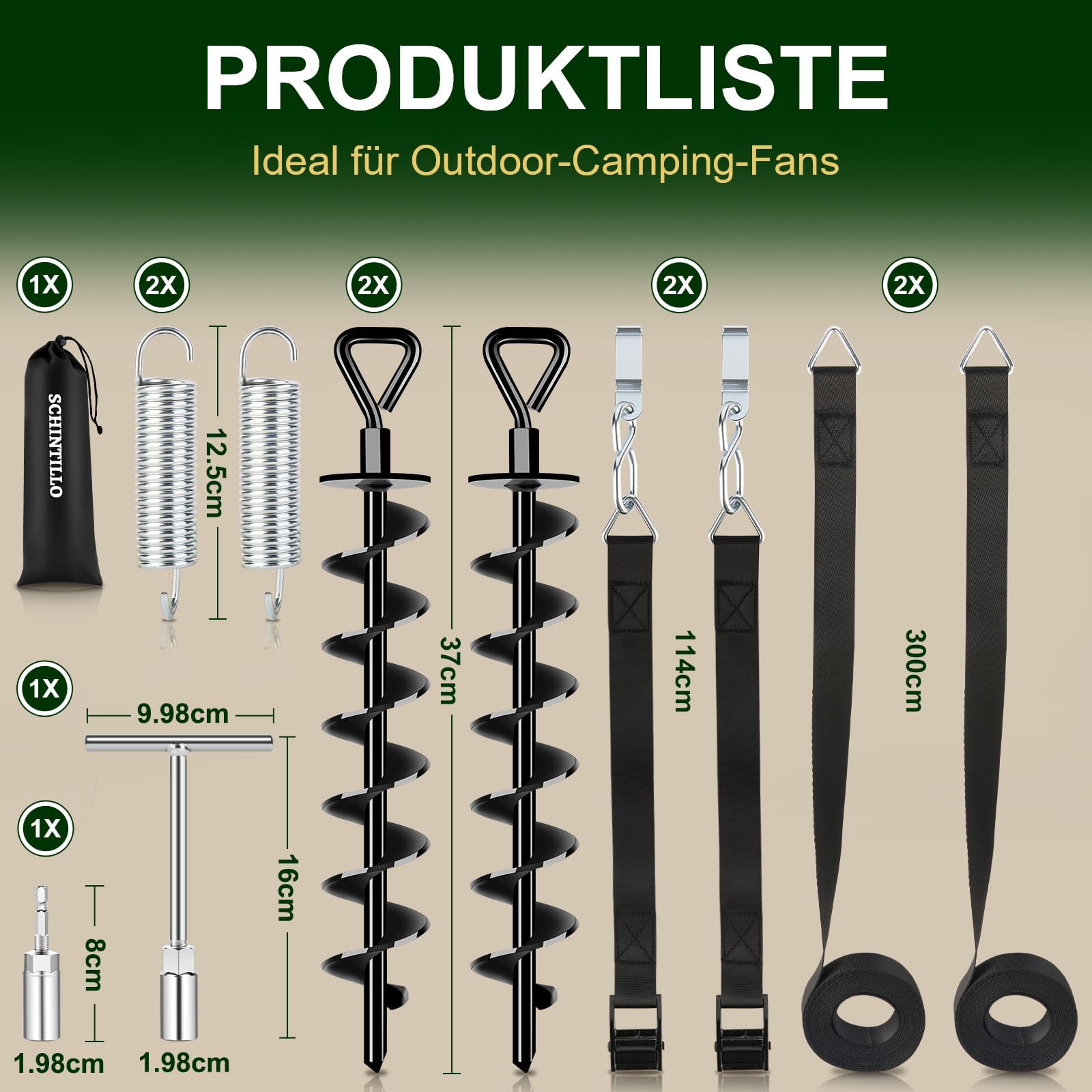 Kit de sujeción para toldos, correas de sujeción para tormentas para Thule Omnistor, toldos de caravanas, protección contra tormentas para toldos de autocaravanas con anclajes de suelo premium de 37cm