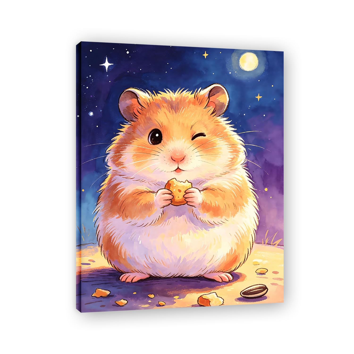 TNGHHSGA Cuentos de Aventuras de Zizi 45Cuadro en Lienzo de Hámster Adorable, Arte de Pared Infantil, Decoración para Habitación de Niños, Dormitorio y Guardería40x52cm Lienzo envuelto