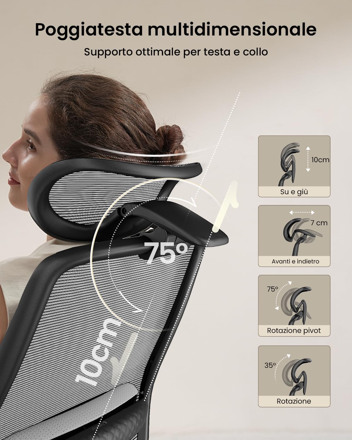 ProtoArc EC200 Sedia da Ufficio Ergonomica con Seduta Scorrevole, Nero | Sedia Scrivania Supporto Lombare Regolabile in Altezza e Profondità, Poggiatesta 3D, Schiuma 55D, Mesh, Girevole, per Casa