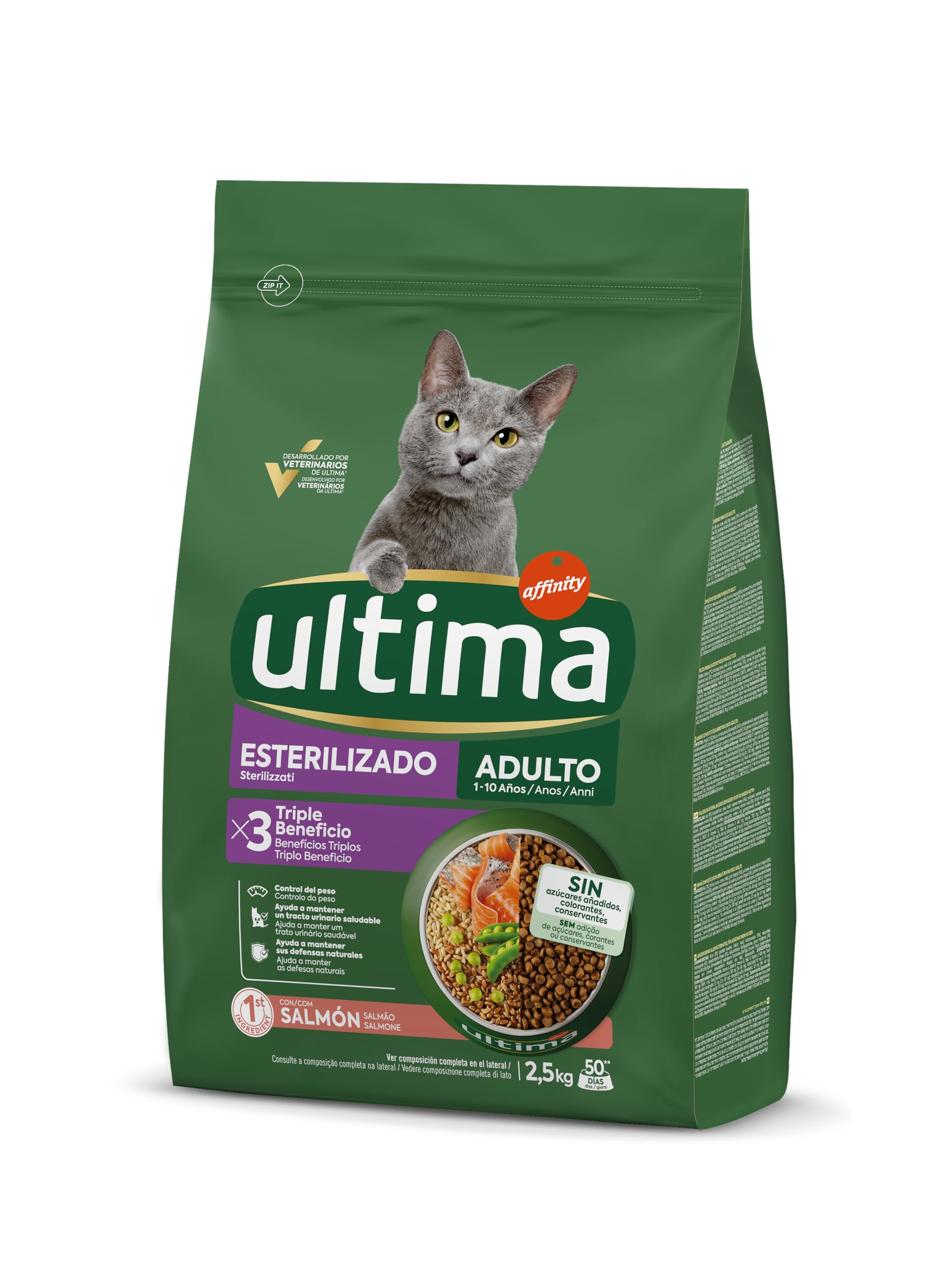 Ultima Karma dla dorosłych kotów sterylizowana łososiem - pudełko 3 x 2,5 kg - łącznie 7,5 kg
