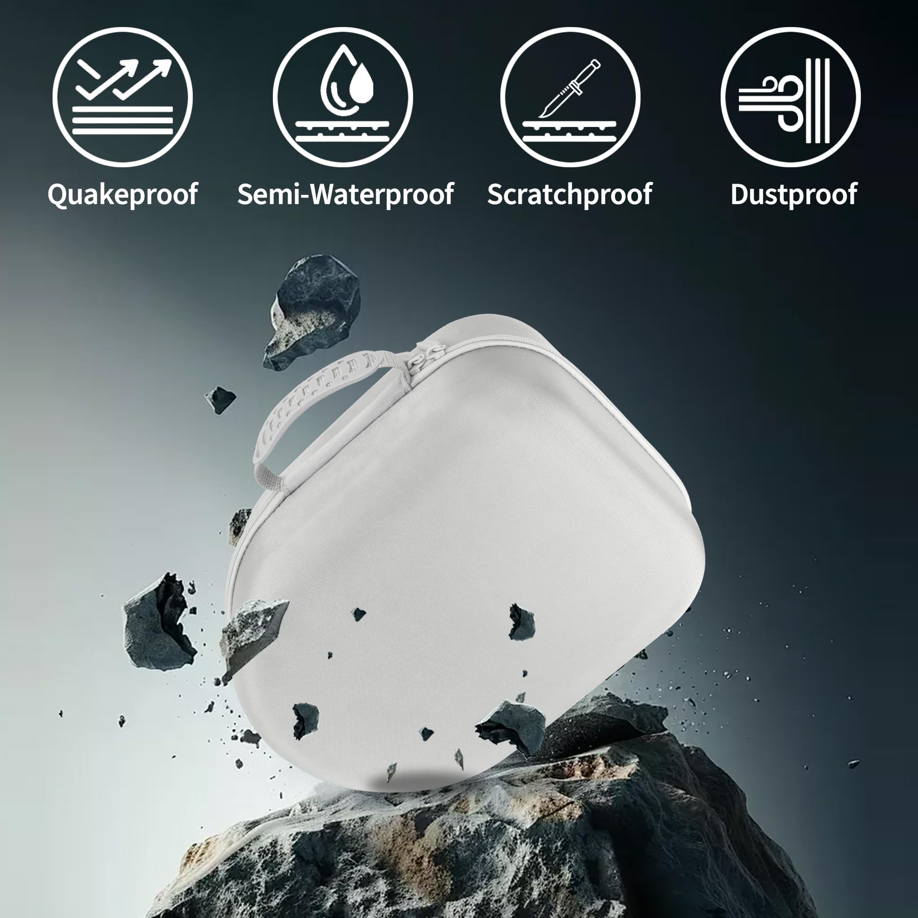 Duro Protettiva Custodia Compatibile con Meta Quest 3S / 3/2 Realtà Virtuale (Grigio)