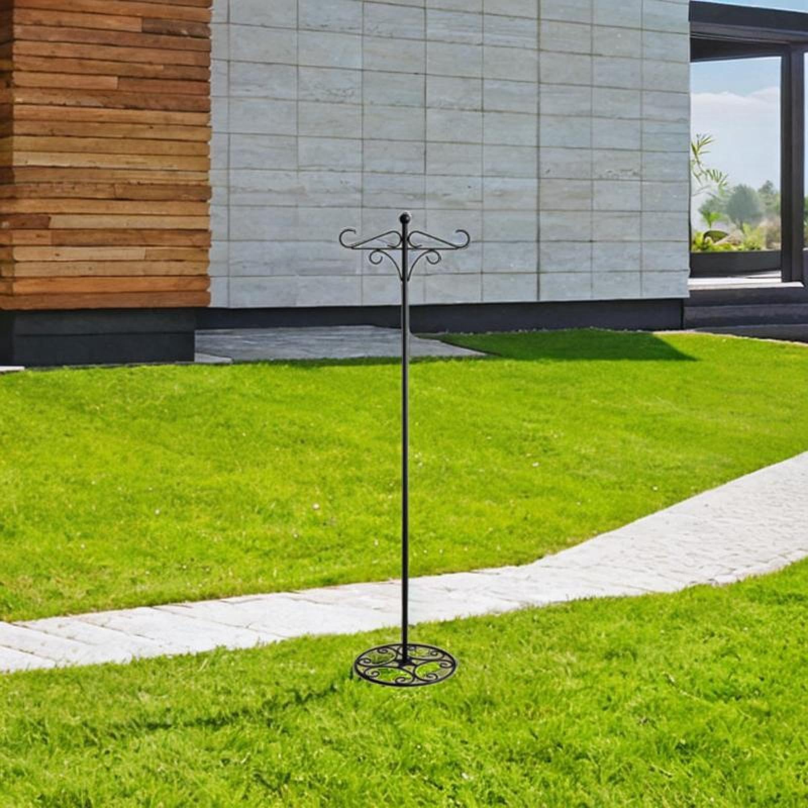 Jiuvaso Supporto per Gancio da Pastore, Supporto per palo da Giardino, Base Rotonda, Gancio da Giardino, da Pavimento per mangiatoia per Uccelli sospesa