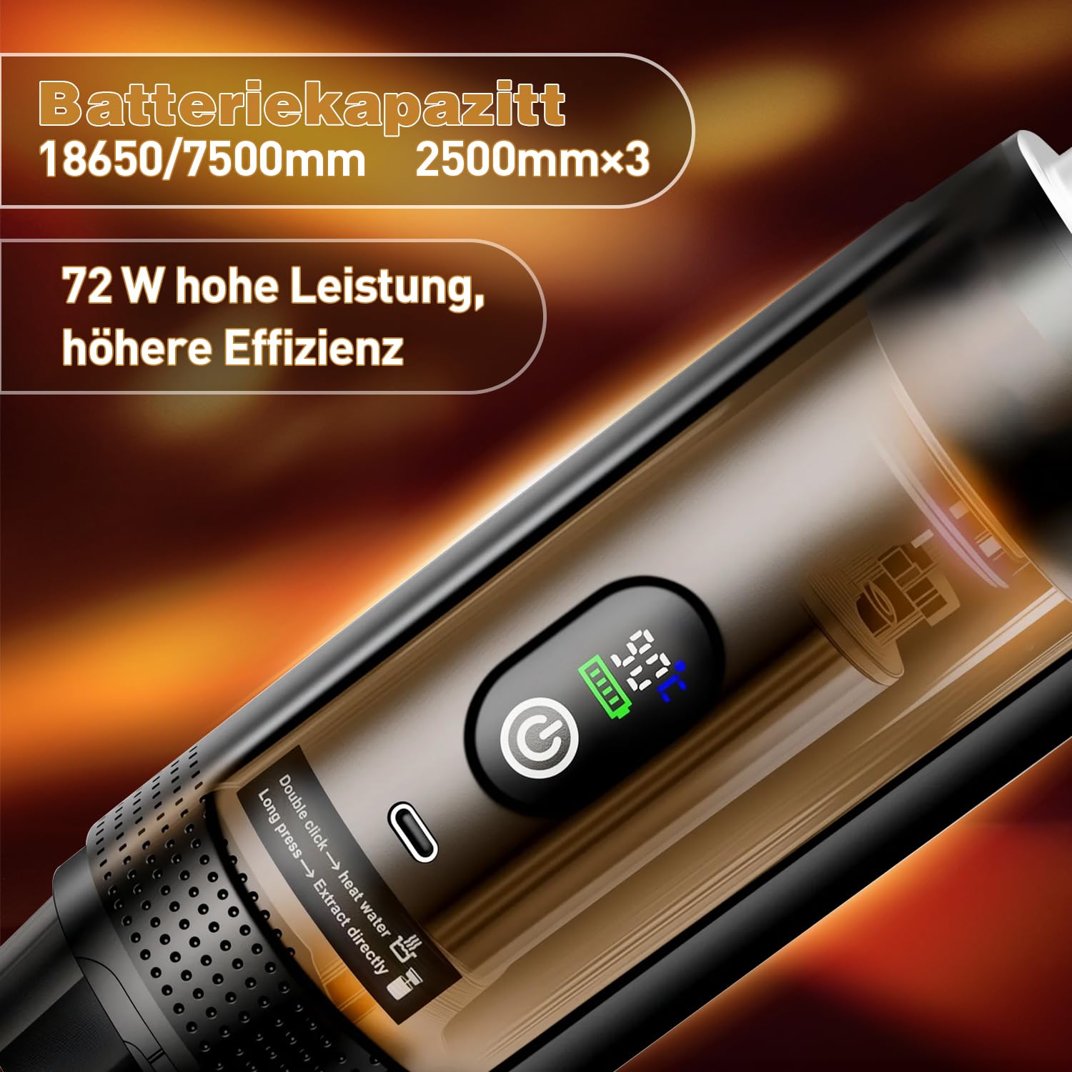 Tragbare Espressomaschine 3-in-1, Mini Kaffeemaschine mit Akku & Selbstheizung, Portable Espresso Machine USB Wiederaufladbar, Kompatibel mit Kapseln Gemahlenem Kaffee, fürAuto, Camping, Reisen & Büro