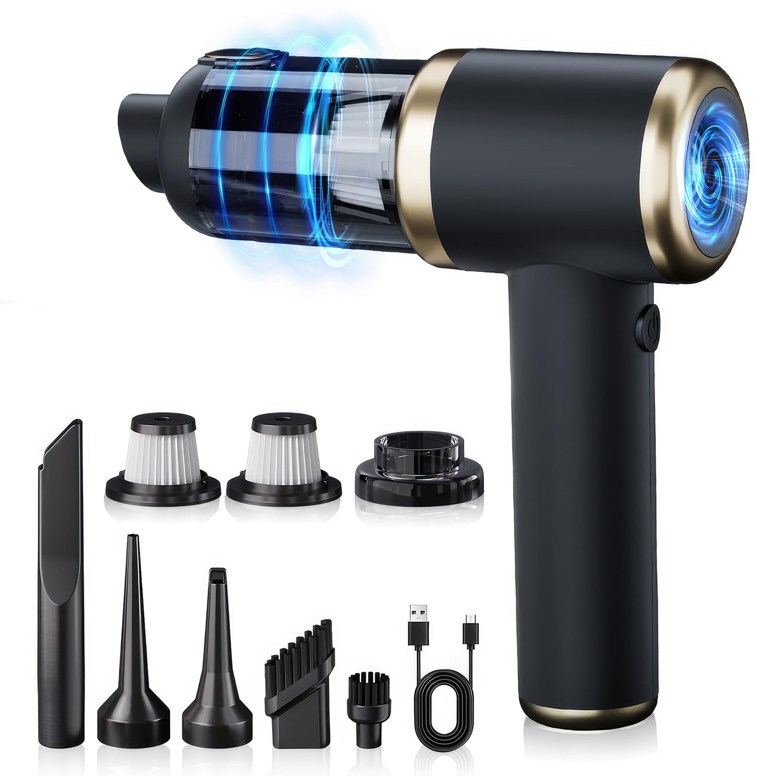 Aspirateur à Main Sans Fil, Aspirateur à Main à Forte Aspiration De 120 W Aspirateur De Voiture Rechargeable Portable Aspirateur Leger A Double Usag 95346875