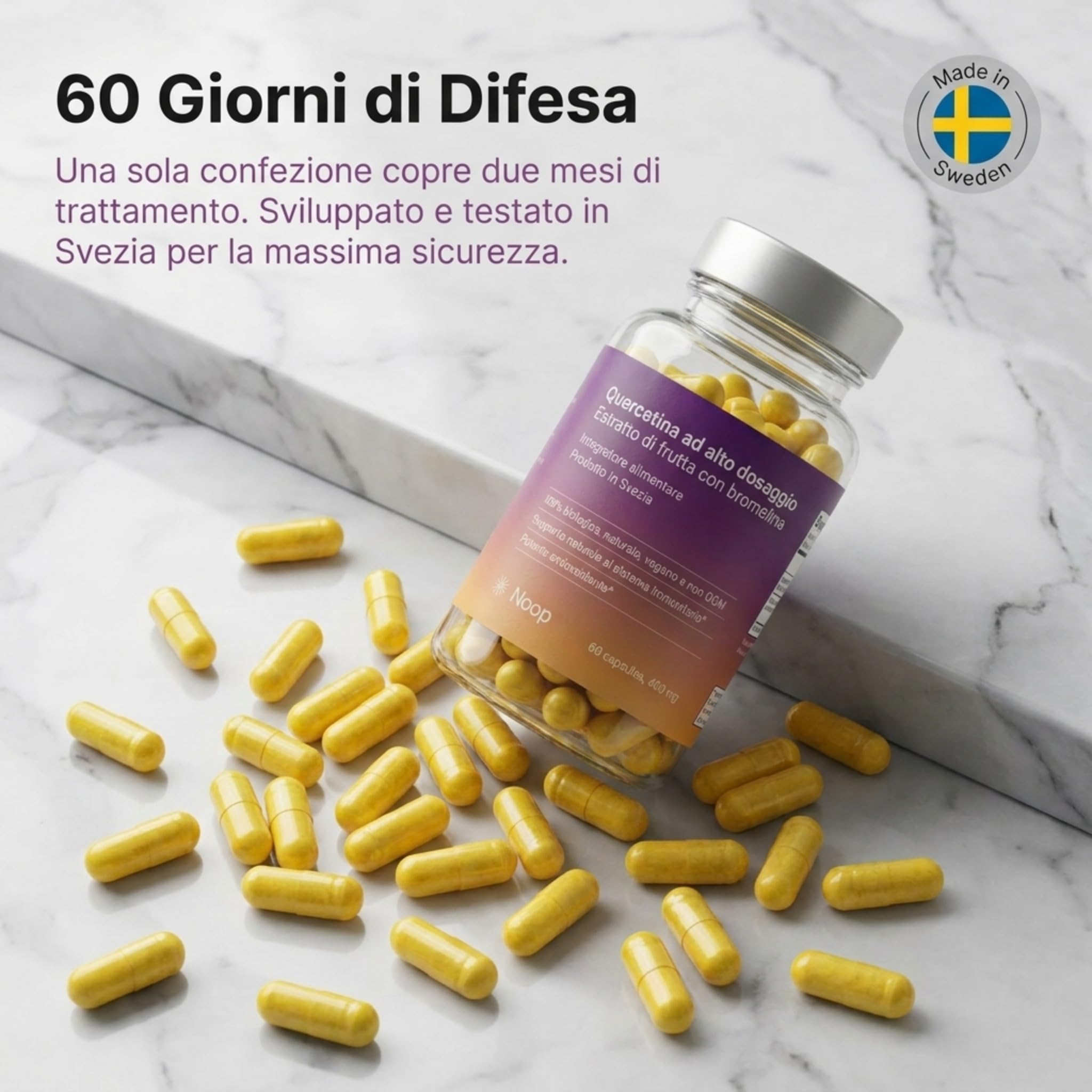 NOOP Quercetina estratto di frutta ad alto dosaggio con bromelina – Booster immunitario naturale e antiossidante per una maggiore vitalità, migliore assorbimento – vegano e test di laboratorio