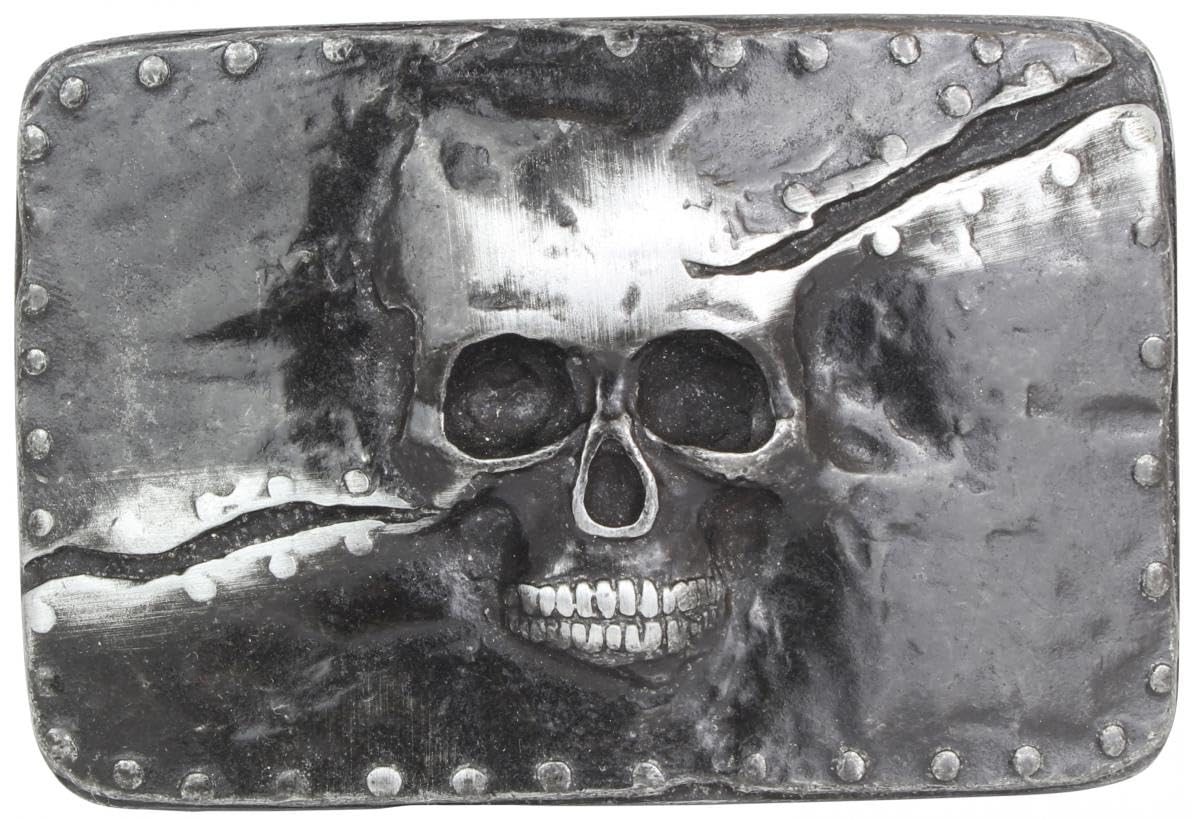 BELTINGER Gürtel aus Vollrindleder mit Split Skull-Schließe 40mm | Ledergürtel mit Schädel-Buckle für Herren Herren 4,0cm | Leder-Gürtel