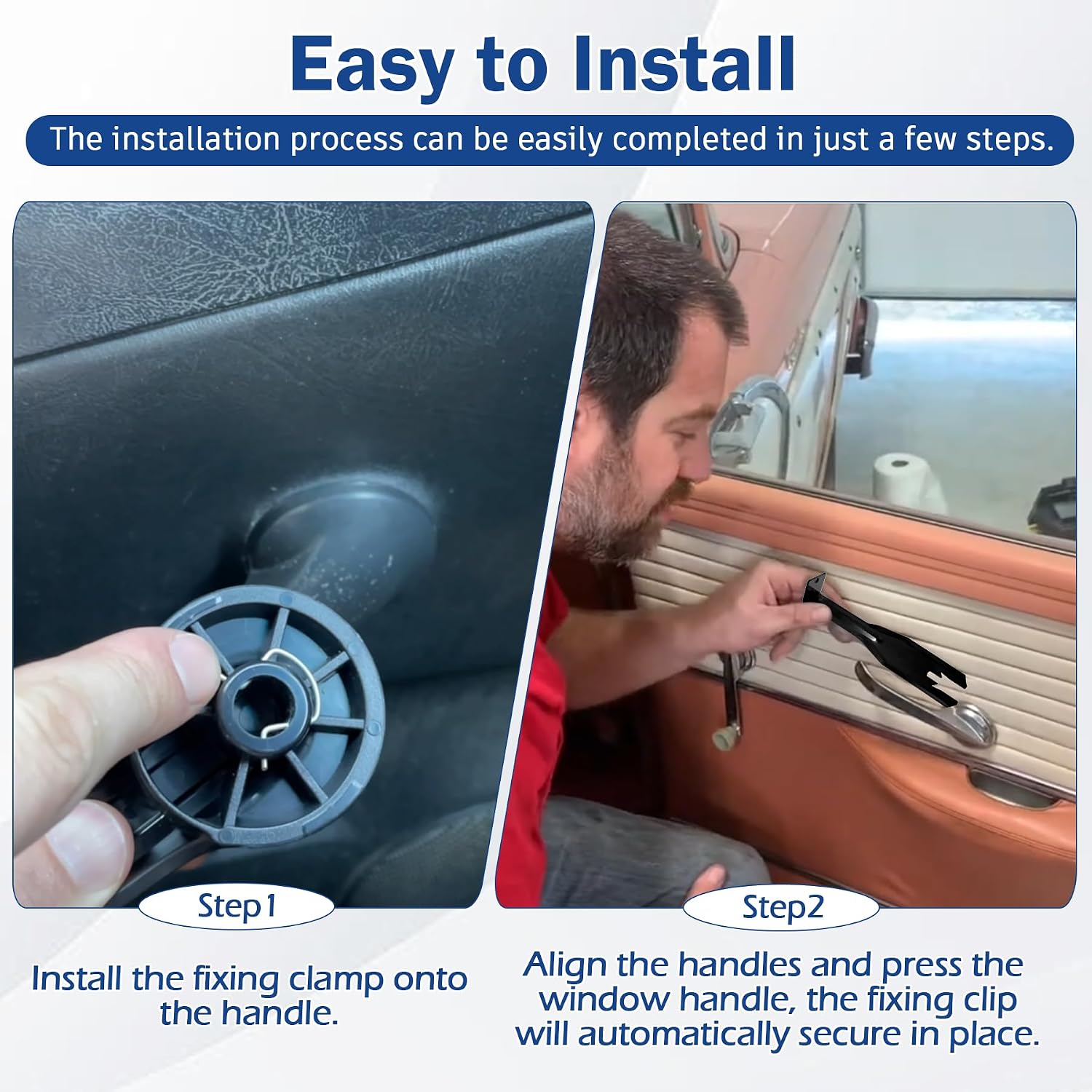 76951 Window Handle Removal Tool with 10 Window Handle Crank Fixing Clips, Universal Automotive Upholstery Repair Tool