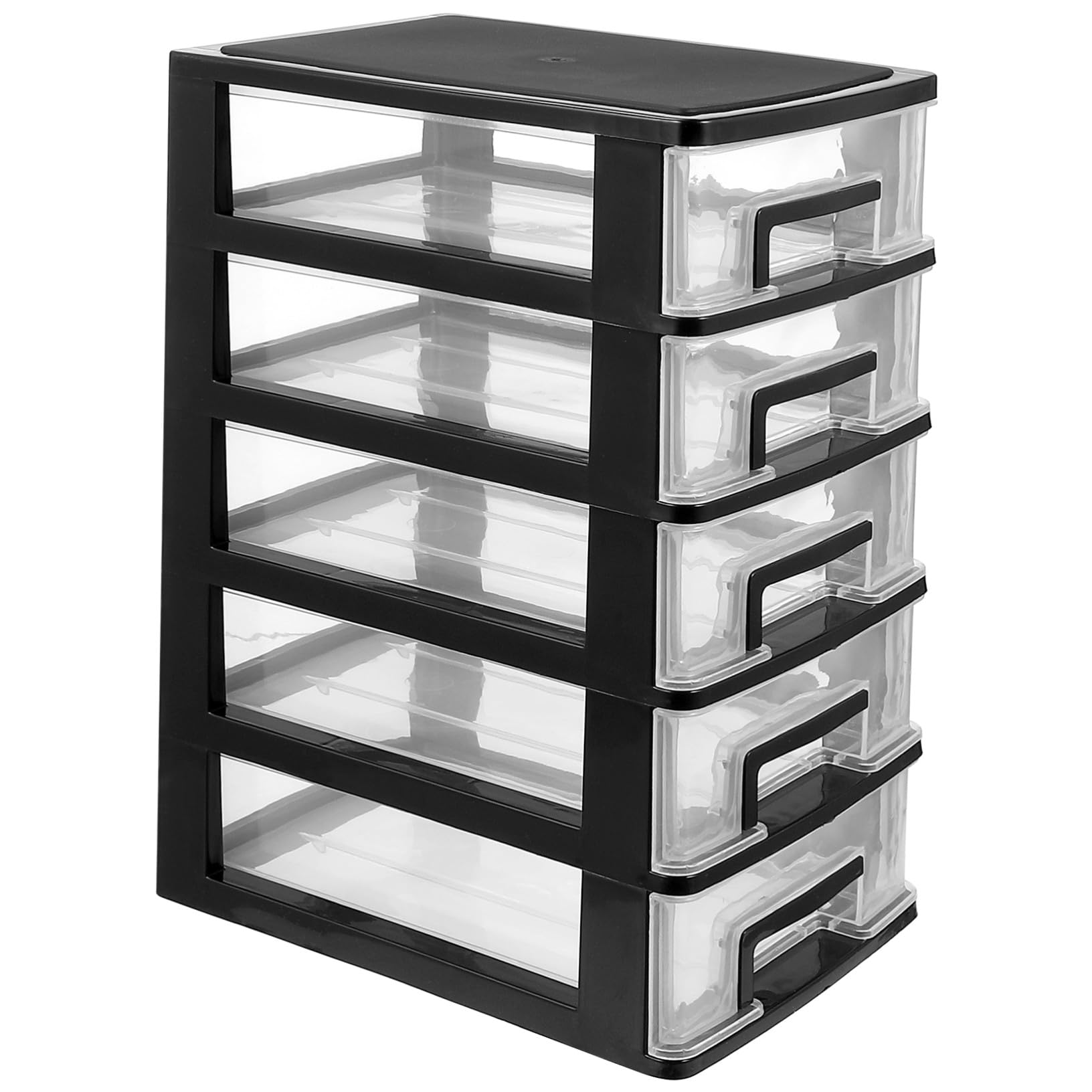 Hohopeti Organizer da Scrivania Cassettiera Porta Trucchi Rigida in Plastica Trasparente 5 Cassetti Portaoggetti per Cosmetici e Articoli Vari per Ufficio, Scuola e Casa