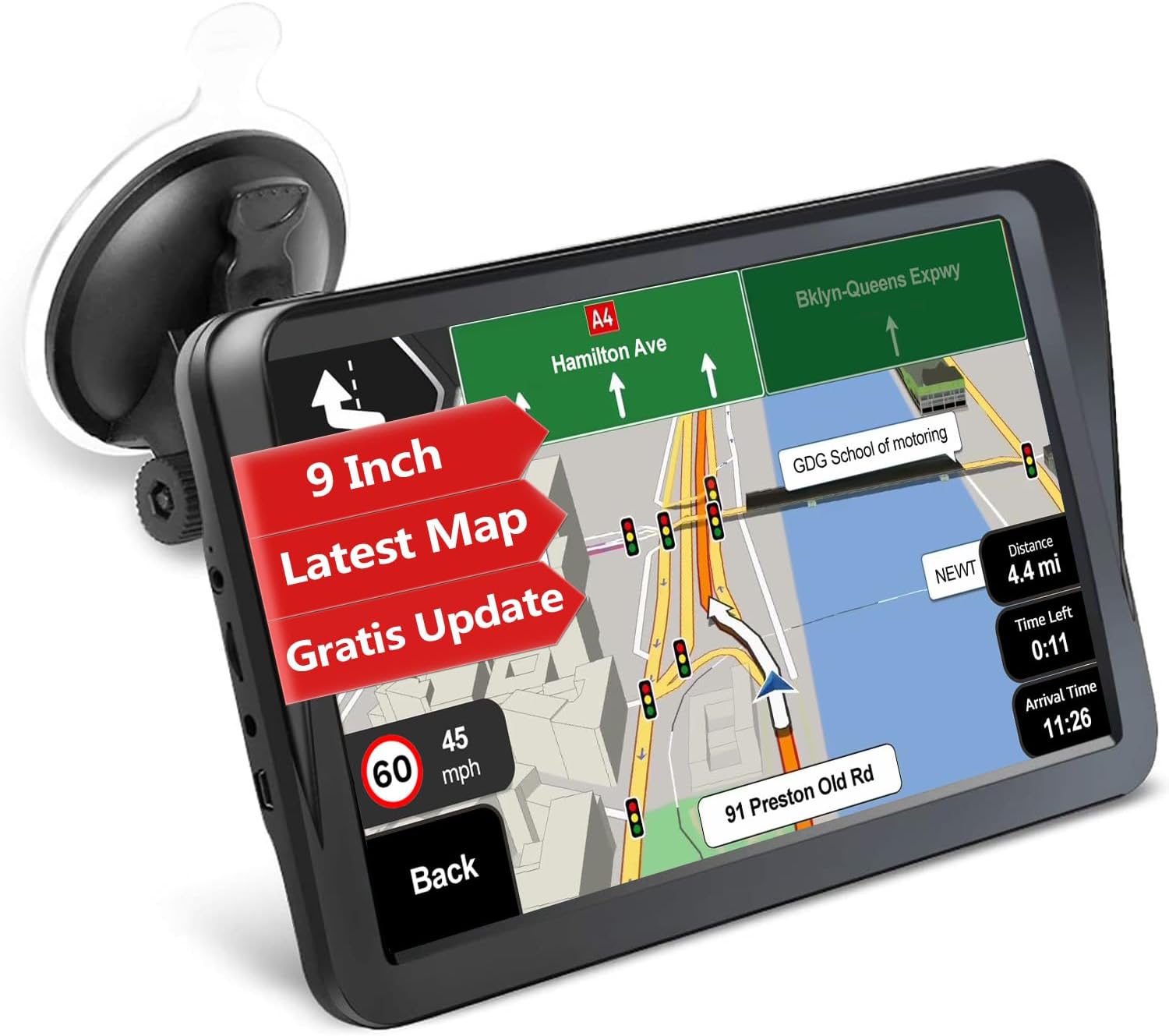 Sat Nav, Aonerex 9 Inch GPS Navigation System PreInstalled Latest UK Europe Maps with Lifetime