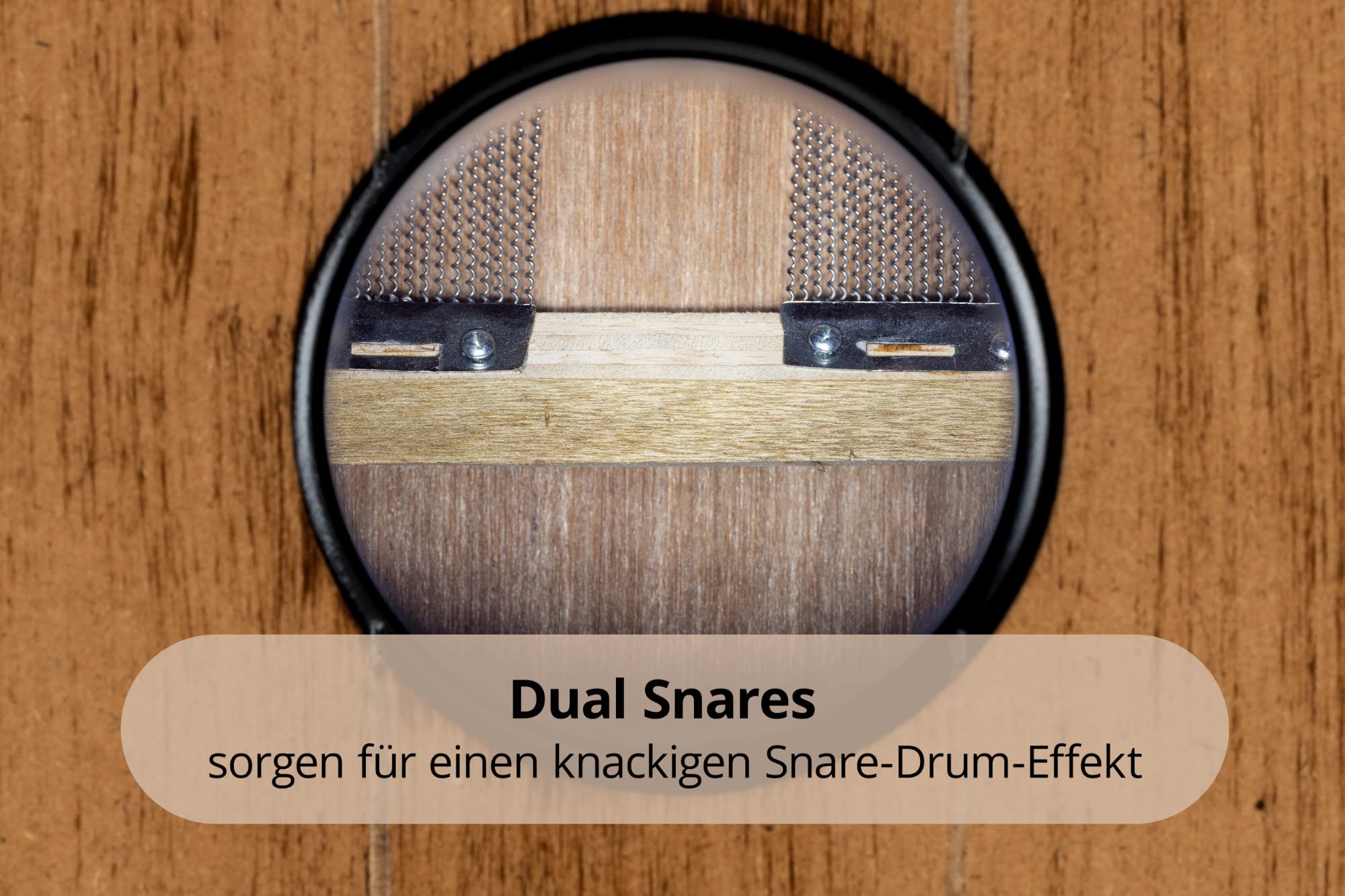 XDrum Design Series Cajon “Coffee” Set - Designer-Cajon mit Vintage-Aufdruck - Integrierter Bass Port - Korpus aus HPL in Bananenkisten-Optik - Snare-Effekt - inkl. Tasche und Cajon-Schule