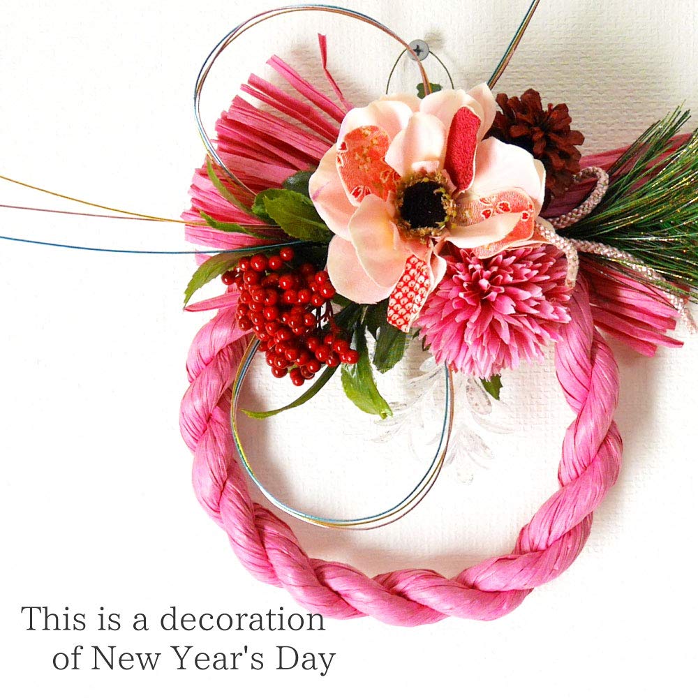 Amazon | しめ縄 正月飾り 桃色 ピンク 丸型 迎春 現代しめ縄/和モダン