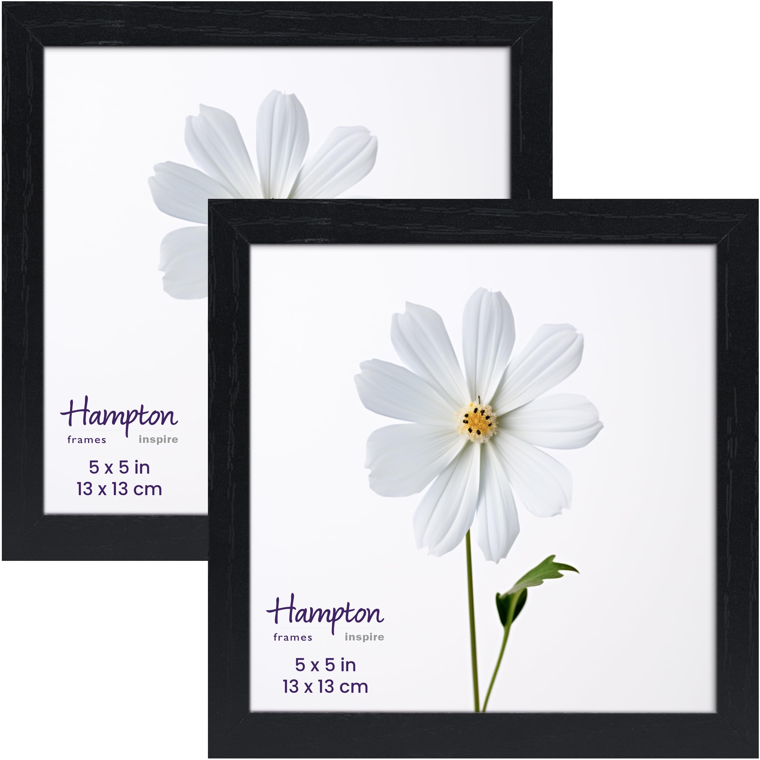 Inspire By Hampton Frames Black | Picture Frame | 5X5 (13X13cm), Square, Acrylic (Non-Glass), Pack Of 2 | Wall Mount Or Tabletop Display, Lightweight | Preserve Photos, Modern Décor