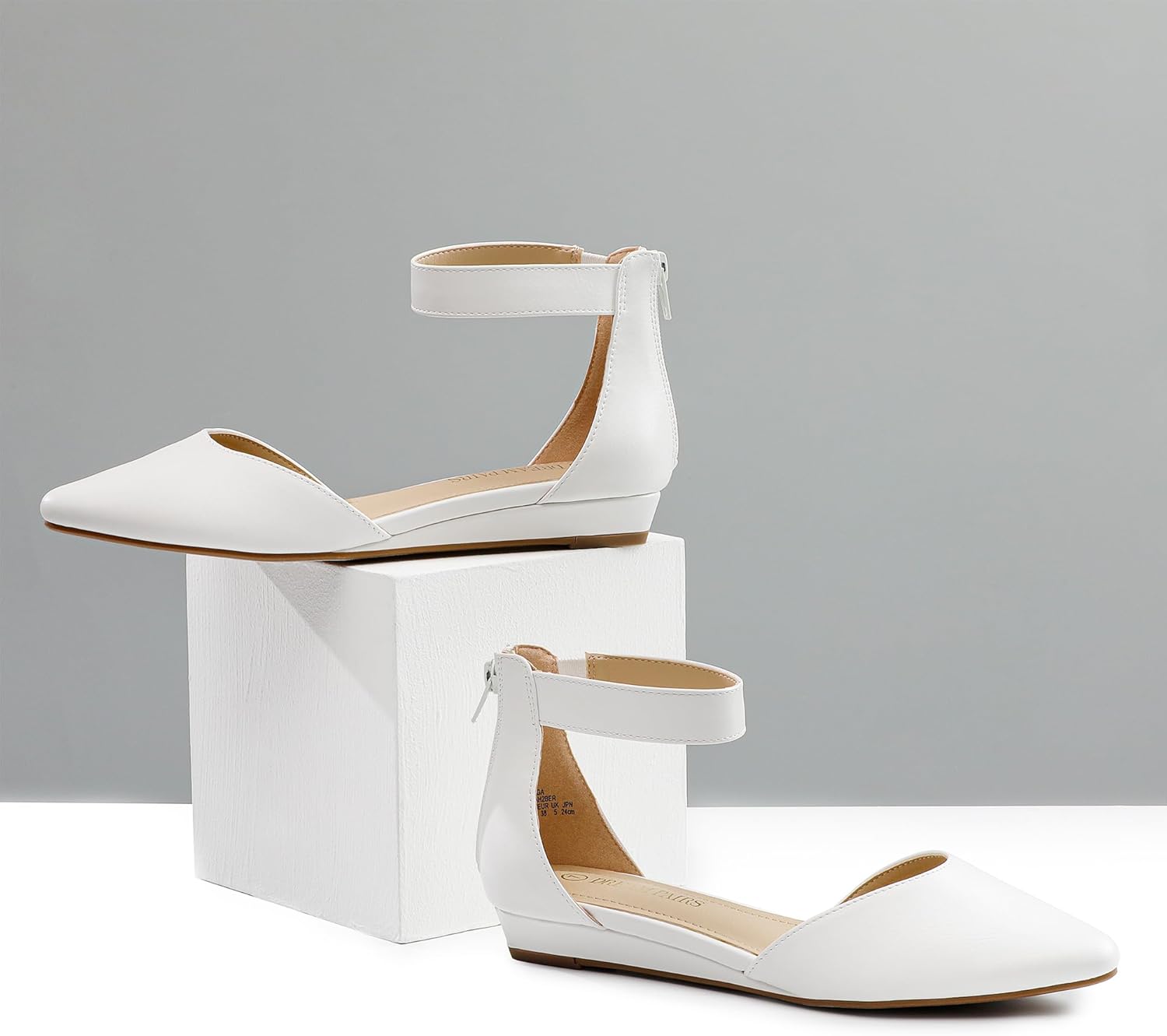 DREAM PAIRS Women's Low Wedge Round Toe Ankle Strap Dress Comfortable Casual Flats Shoes - Image 3