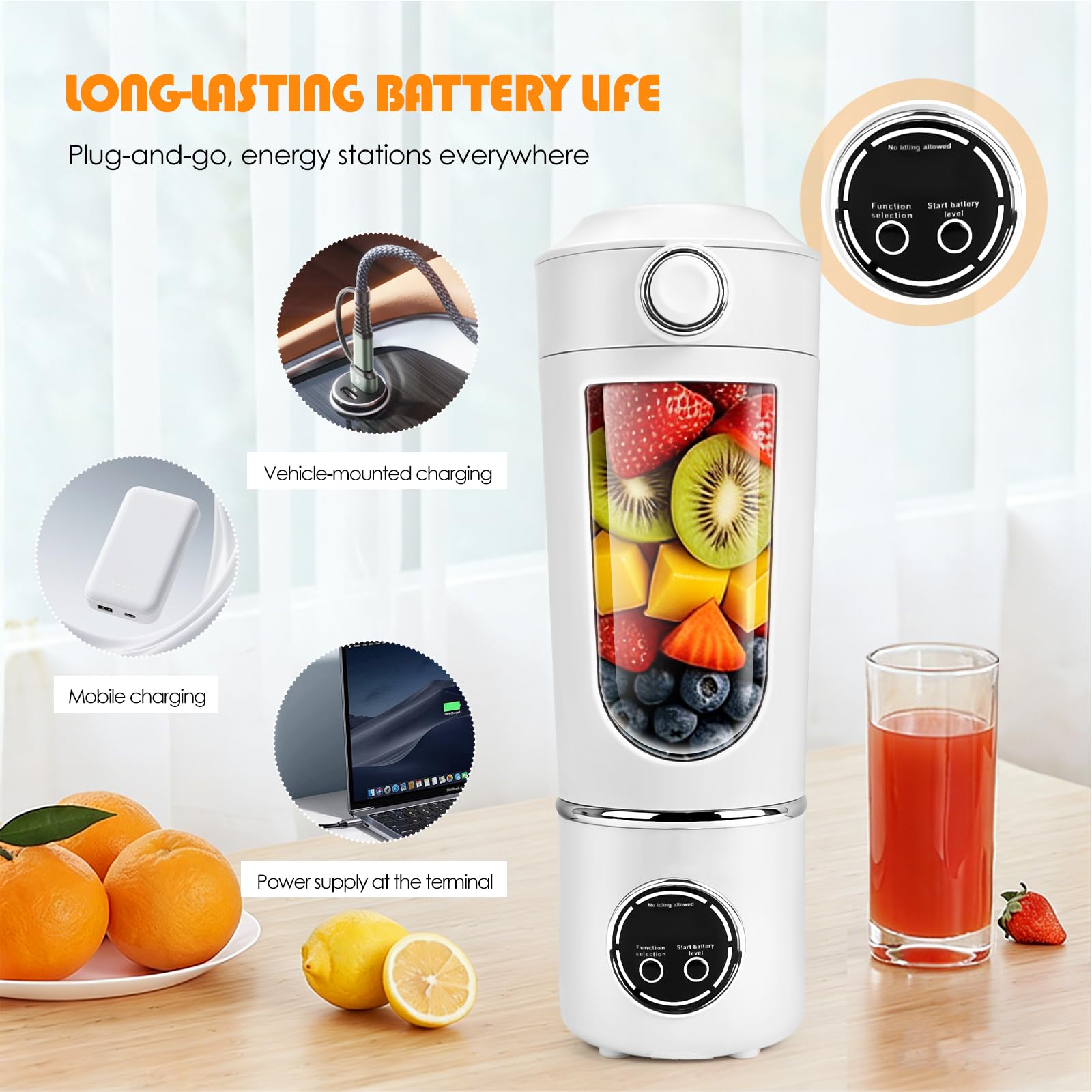 Przenośny mikser/blender/smoothie maker, 700 ml, mini mikser stojący z 12 ostrzami ze stali nierdzewnej do koktajli i shake'ów, z pokrywką podróżną, do kuchni, siłowni, biura