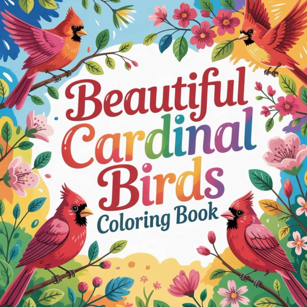 Beautiful Cardinal Birds Coloring book: cardinal coloring book for adults relaxation focus simple, cardinal color book for kids stress relief easy, ... bird color book for kids calming simple