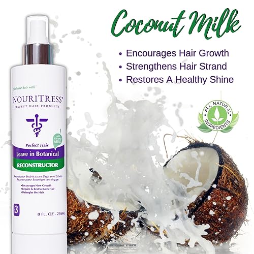 Miniatura 4 de NouriTress Reconstructor botánico sin enjuague  Acondicionador sin enjuague  Hidratante y desenredante  Repara daños  Construye fuerza de hebra  Sin