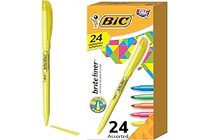 BIC Brite Liner Highlighters, Chisel Tip, 24-Count Assortment