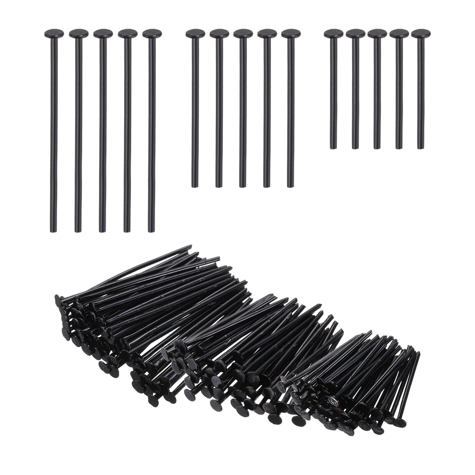 PATIKIL 0.6/0.8/1Inch Flat Head Pins, Jewelry Making Headpins Straight Pins Findings Bendable for DIY Craft Bracelet Necklace Earring Pendant Making Supplies-600Pcs(Black)