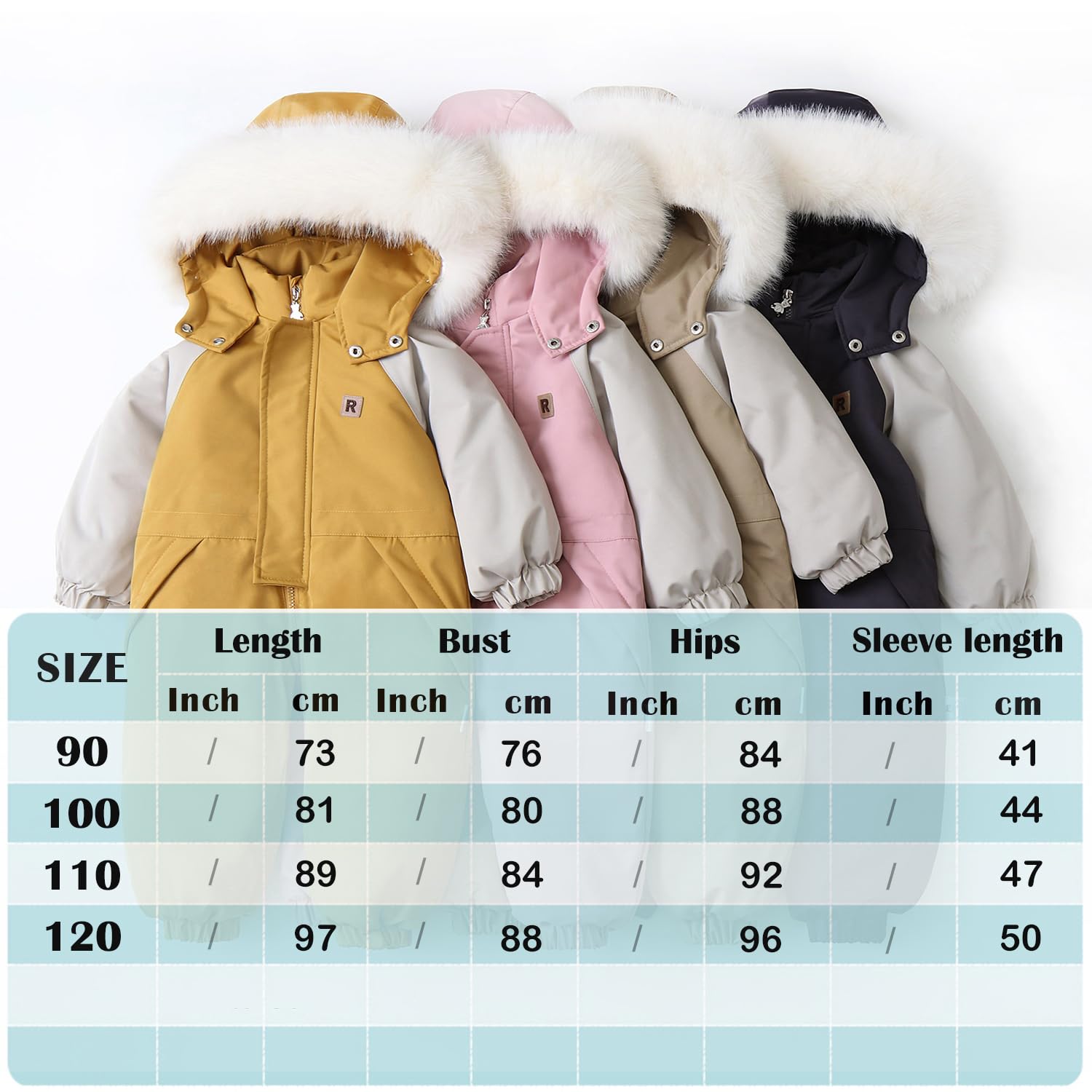 linboo Baby Kinder Winter Overall mit Kapuze Strampler Schneeanzug Jungen Mädchen Langarm Jumpsuit Warm Gefütterte Jacke Daunen Outwear Hoodies Outfits