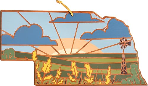 Totally Bamboo Tabla de cortar con forma del estado de Nebraska y bandeja para servir charcutería con ilustraciones de Summer Stokes, incluye