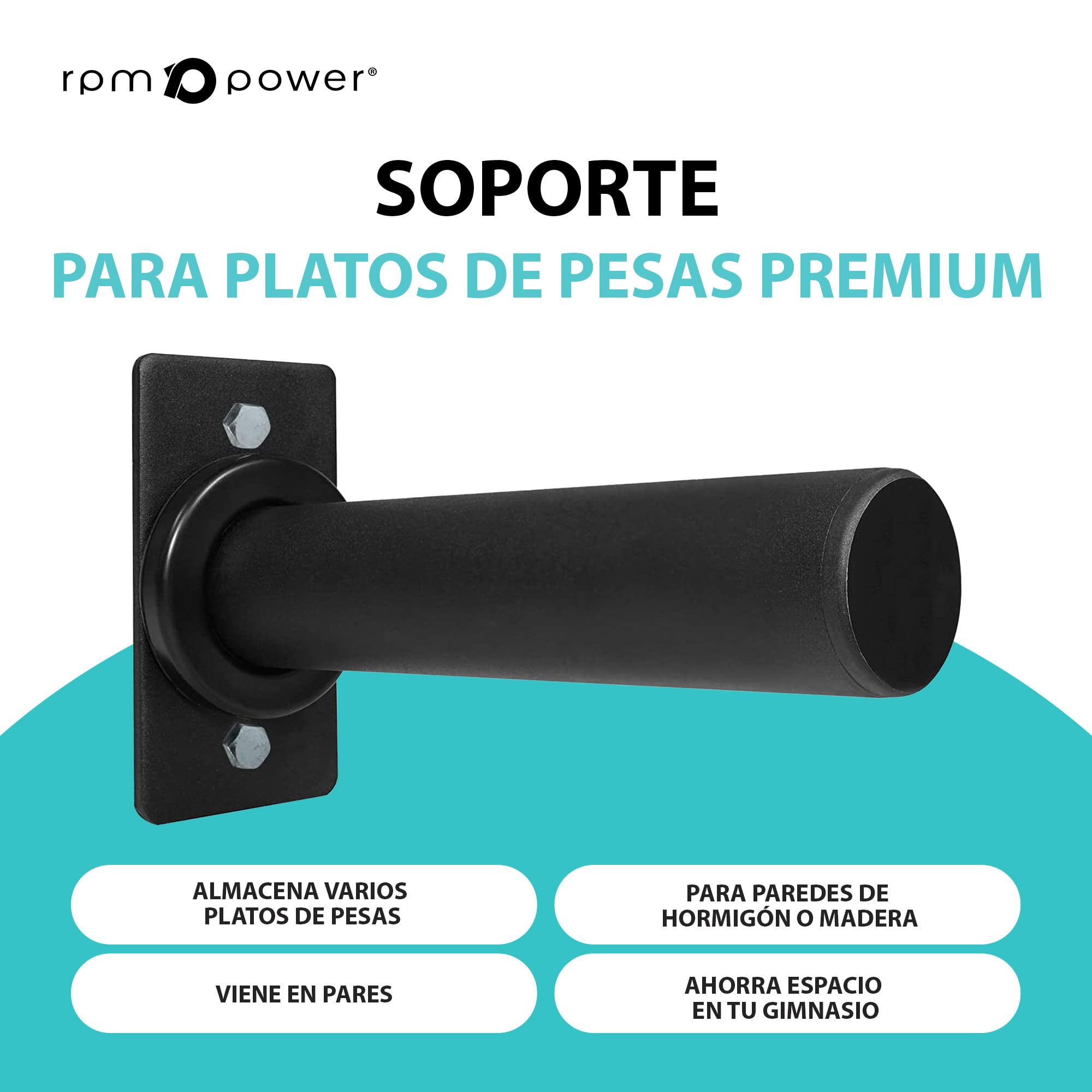 RPM Power Soporte de pared para discos de peso olímpicos (par) – 5 cm de almacenamiento para discos de peso