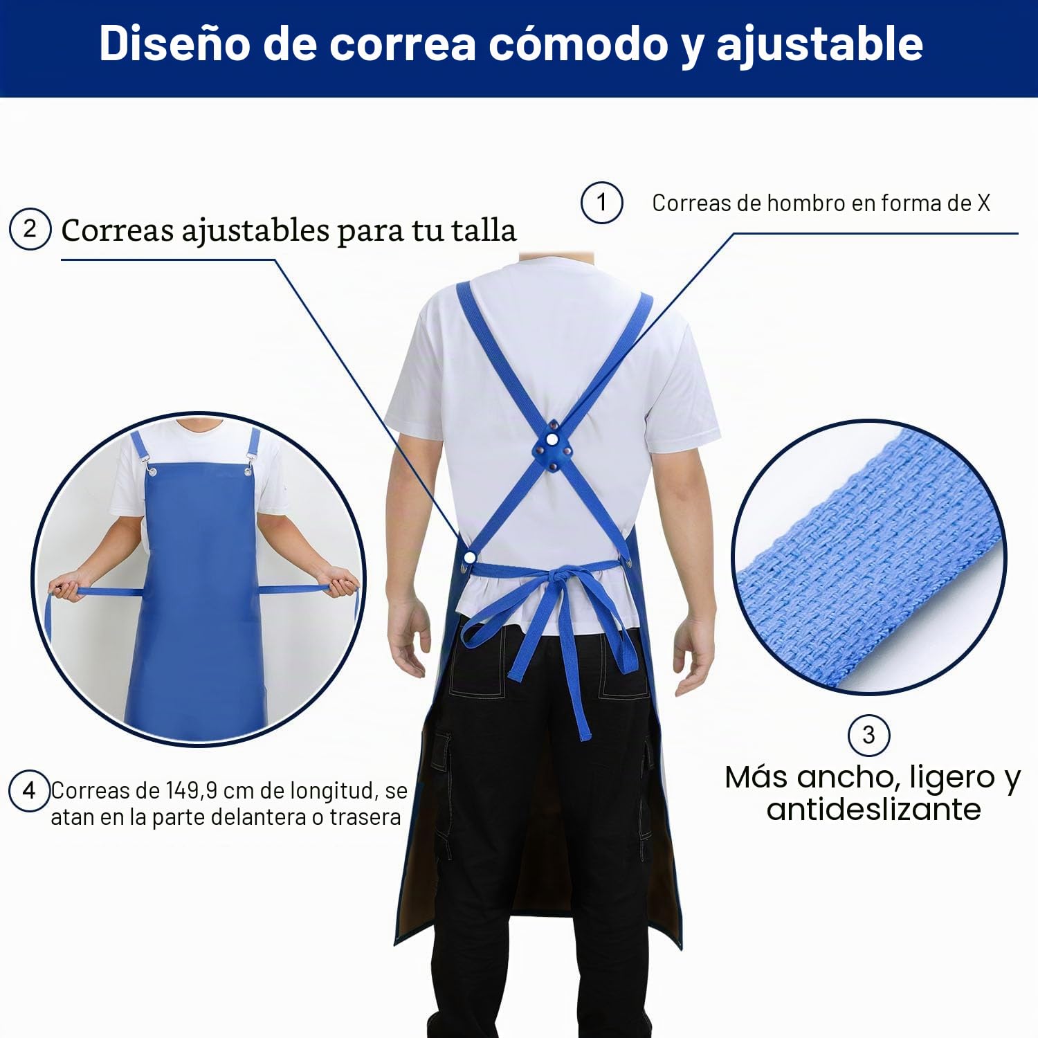SHEOMERN Delantales impermeables de goma sintética para lavavajillas, delantal de carnicero resistente, delantal ajustable con espalda cruzada para lavavajillas