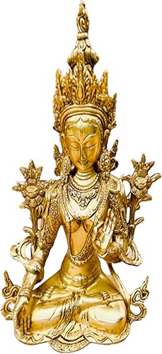 Miniatura 1 de Estatua de latón de Tara blanca 11 en Dolma tibetano Bodhisattva Buda para compasión Sabiduría Bondad Paciencia Generosidad Hecho a mano en Nepal