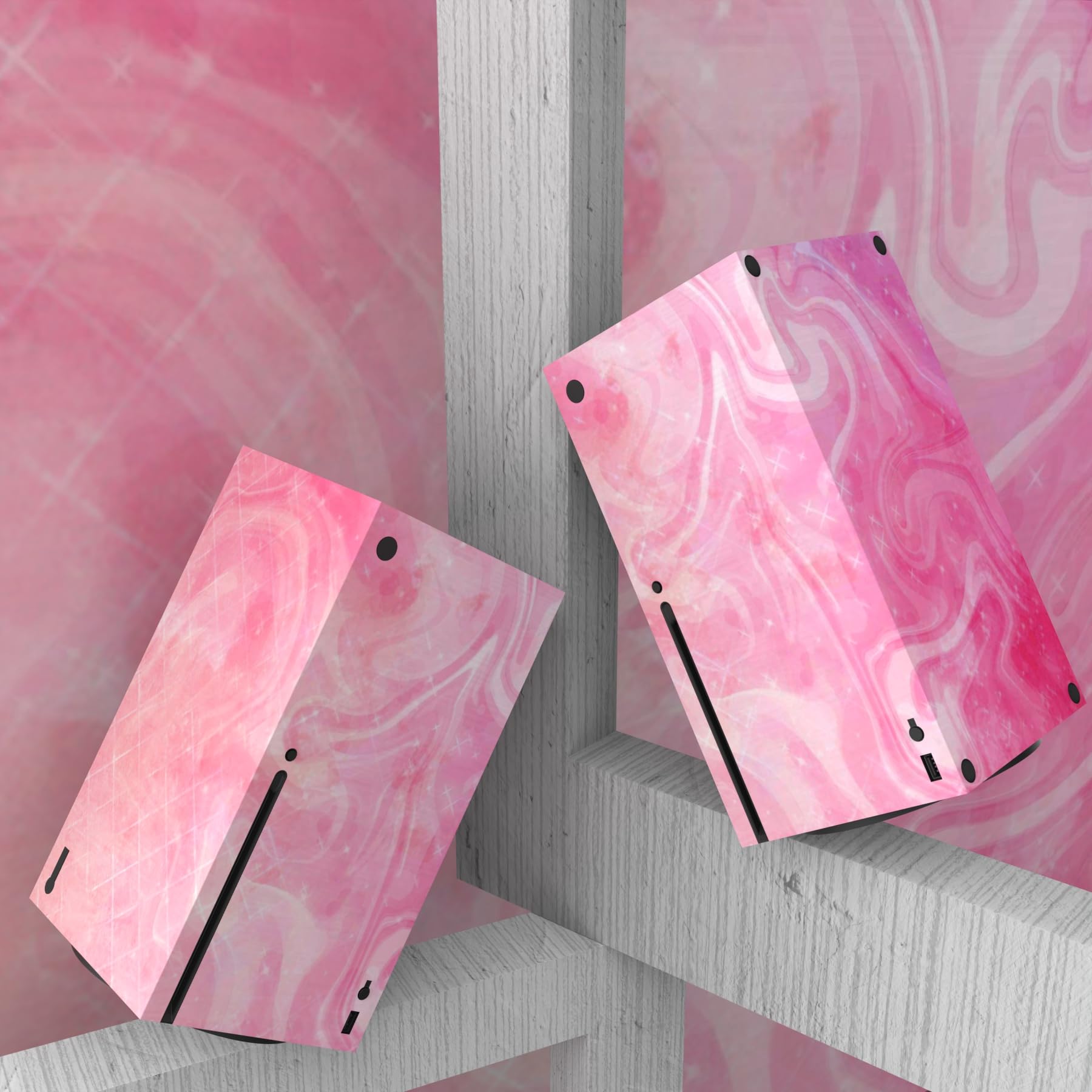 playvital Psychedelic Pink Custom Vinyl Skins for Xbox Series X, Wrap Decal Cover Stickers for Xbox Series X Console Controller - 5