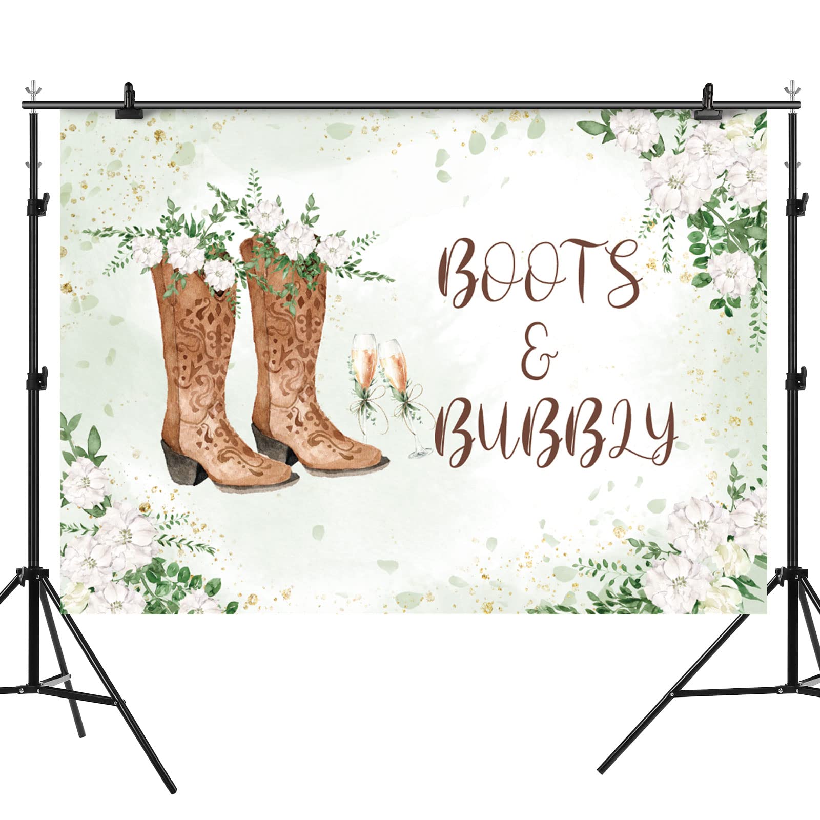 Photo Booth Backdrop Boots And Bubbly Bridal Shower Backdrop - Western  Wedding Photography Background 7x5ft Boots And Bubbly Background, image size:1600x1600