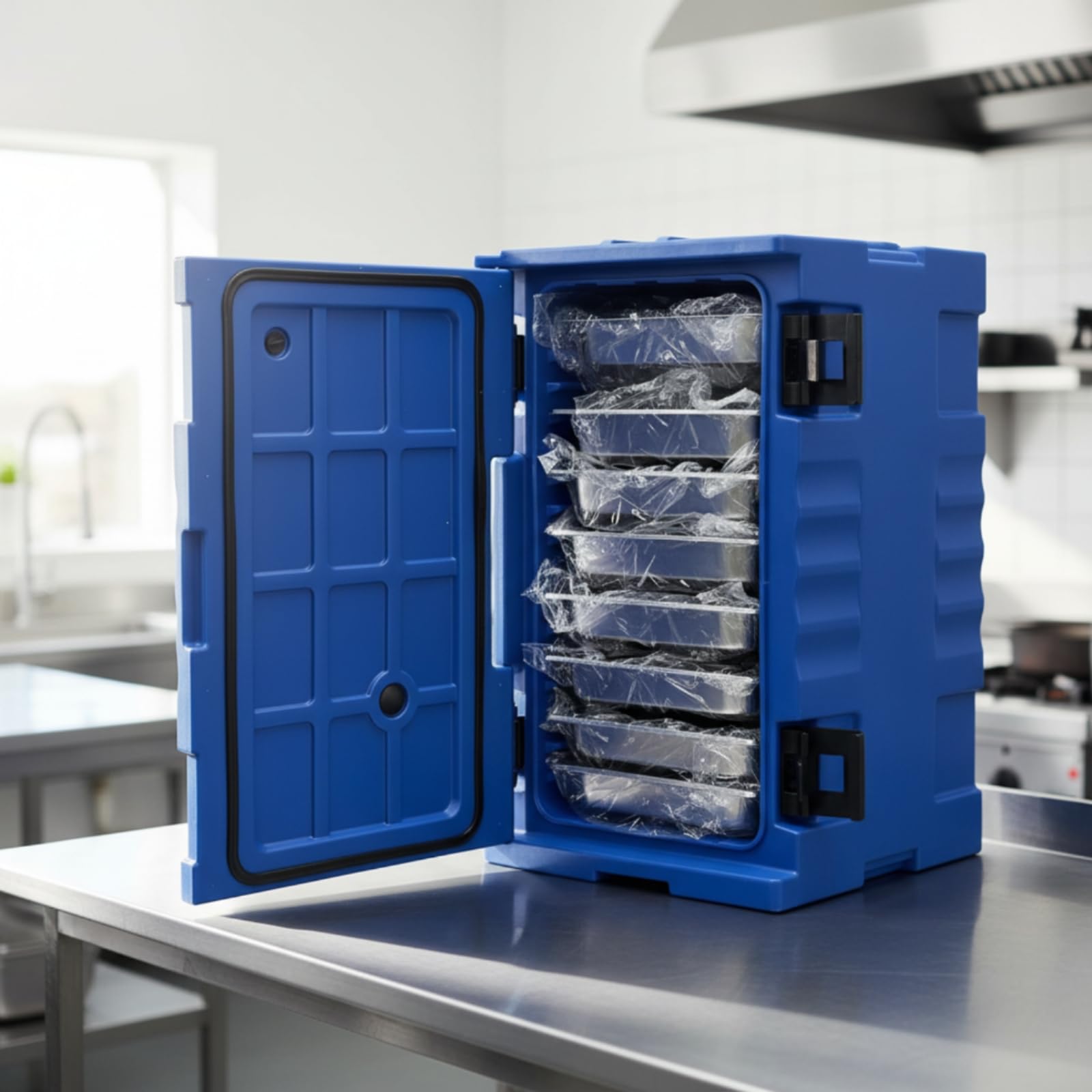 Armario Térmico con Banjas Acero Inoxidable Sellado Contenedor Isotérmico con Banjas Reutilizable Caja Térmica para Cocinas Comerciales