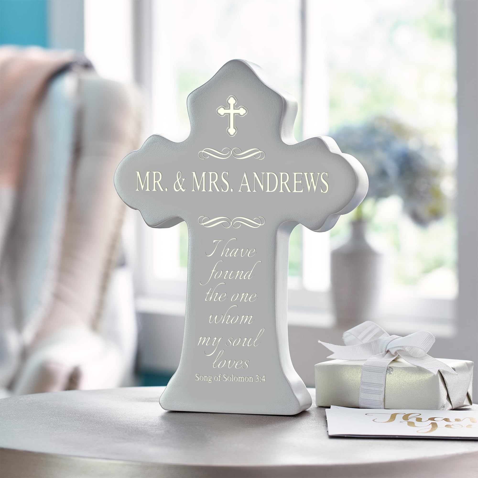 Let's Make Memories Personalized We’re Married Light-Up Cross - Wedding Prayer For Newlyweds