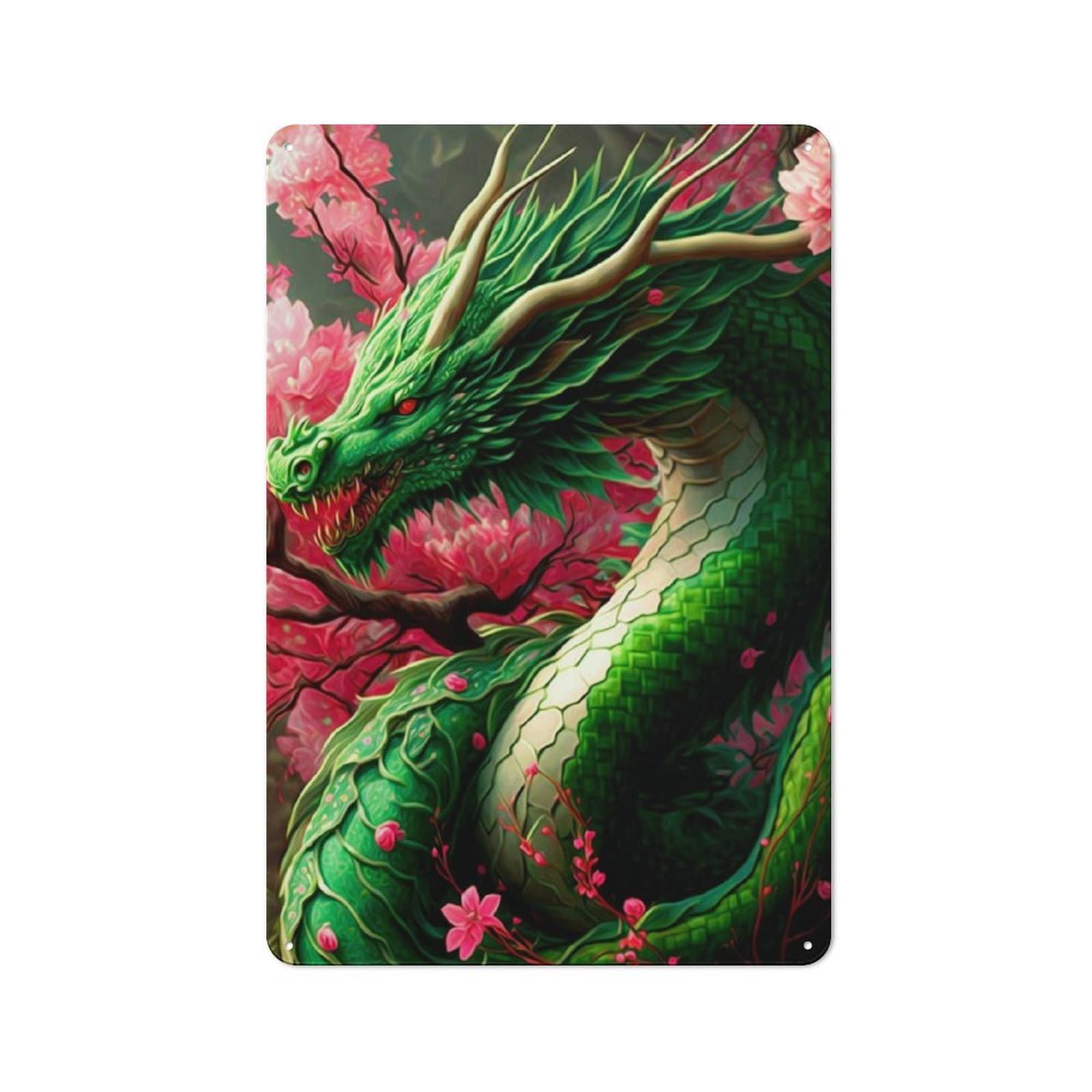Junmoney Style-17 Dragon Retro Metal Wall Decor 30X20cm, Metal Wall Art Sign For Living Room, Hallway, Kitchen Or Cafe