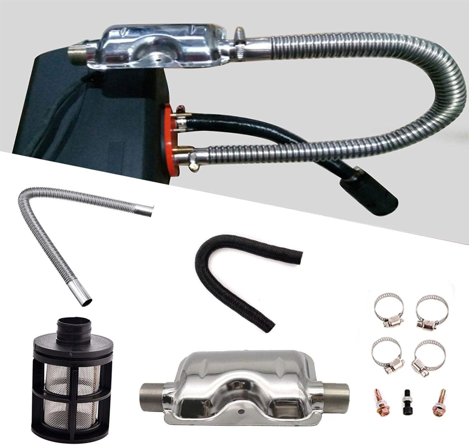 Universal Car Consumables Accessories Diesel Parking Heater 24mm Exhaust Silencer Muffler + 25mm Air Filter + 2Pipe for Air Diesel Heater for Webasto Eberspache
