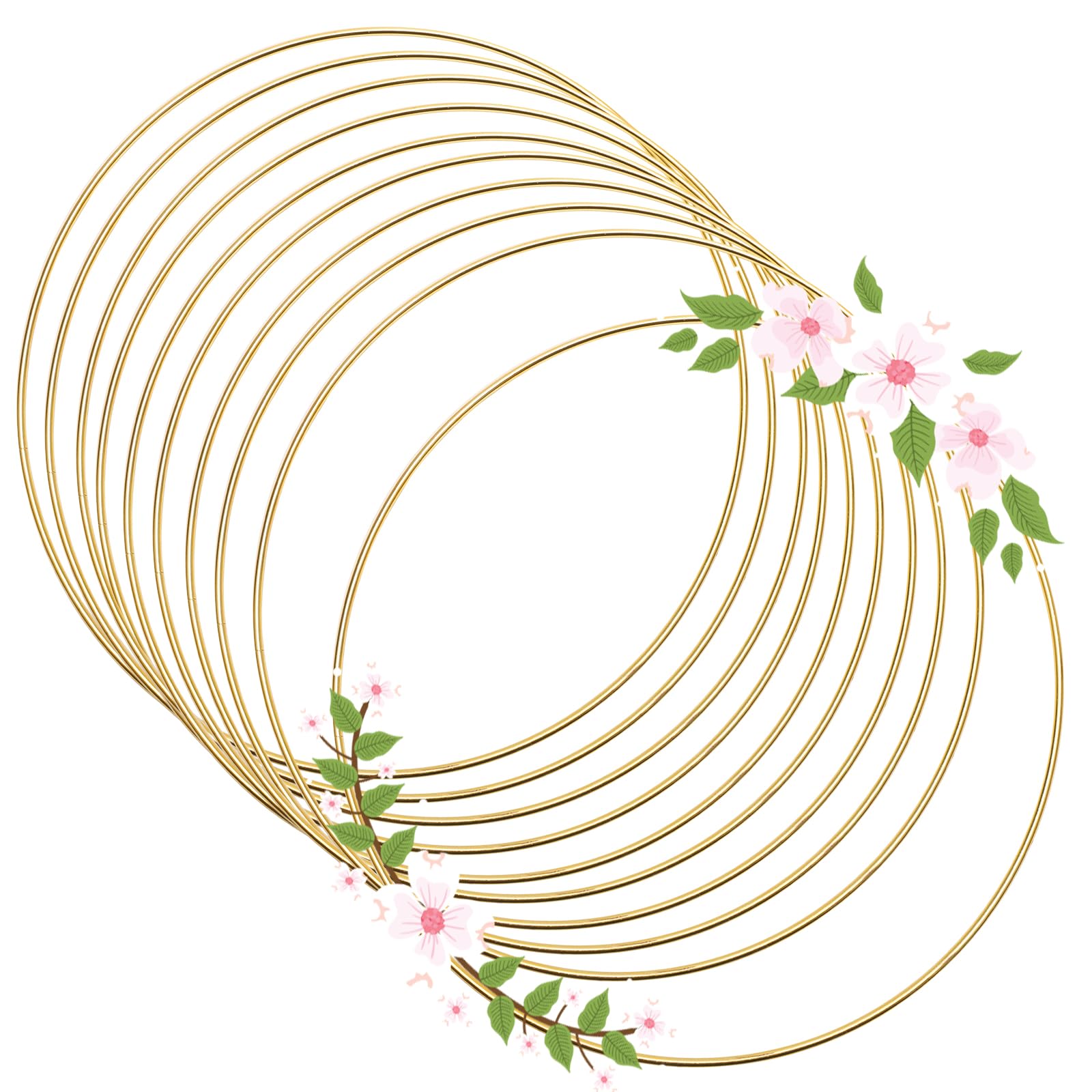 10Pcs 6/8/10/12 Inch Gold Macrame Dream Catcher Rings, Bettoor Metal Hoops DIY Floral Macrame Hoop for Wall Hanging Crafts Wreath Ring for Wedding