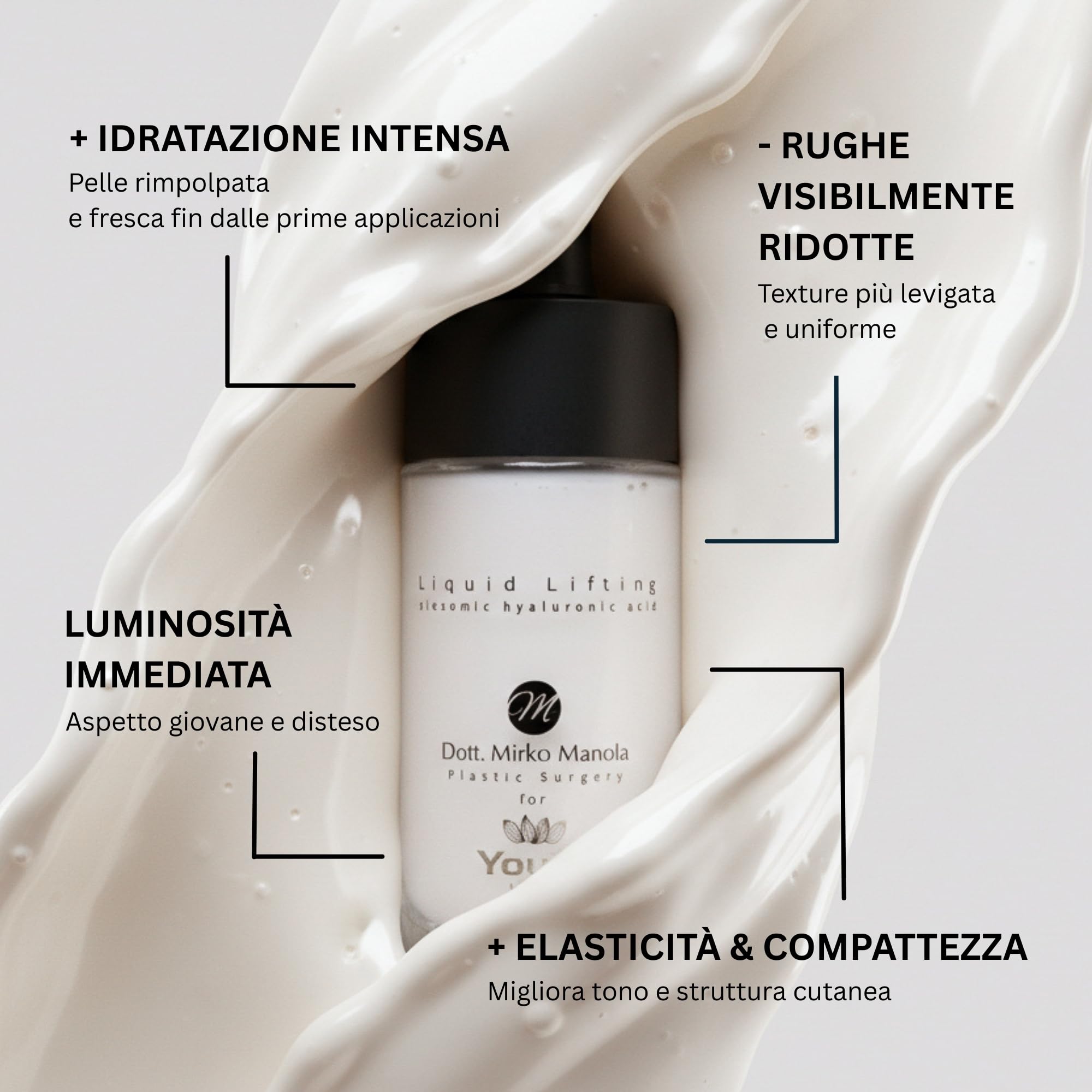 Crema Viso Antirughe Liftante 30 ml, Siero Viso Acido Ialuronico ad Alta Concentrazione, Uomo Donna, Trattamento Anti-Età con Niosomi, Crema Acido Ialuronico